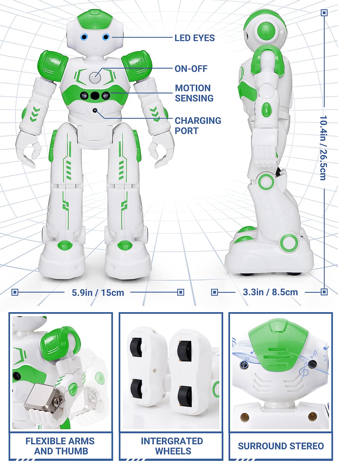 Foto 2 | Control Remoto Rc Robot Kingsdragon Con Sensor De Gestos, Verde - Venta Internacional.