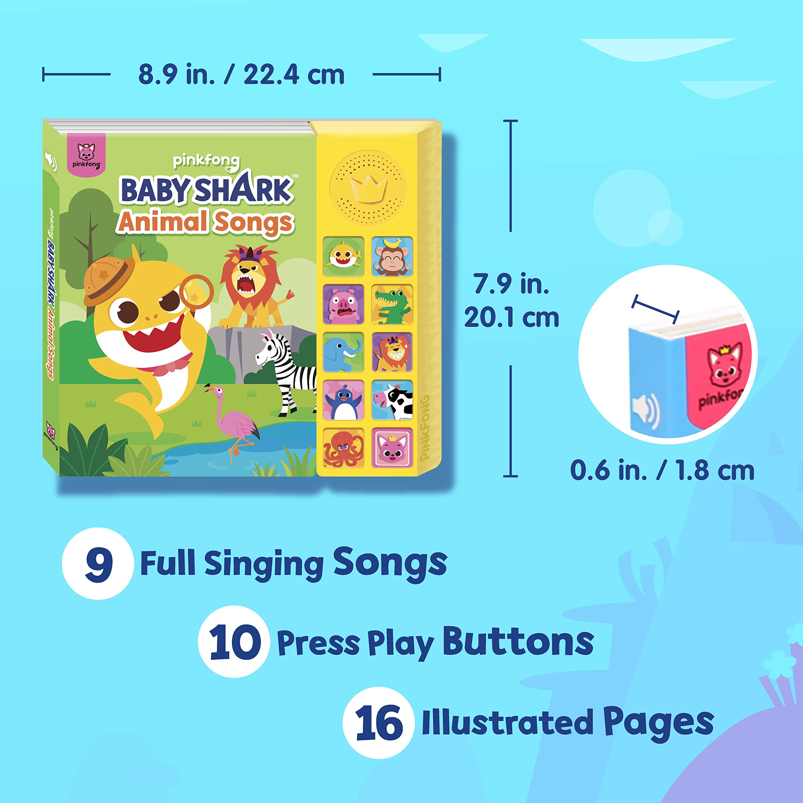 Foto 3 pulgar | Libro De Sonidos Pinkfong Baby Shark Animal Songs, 10 Botones - Venta Internacional.