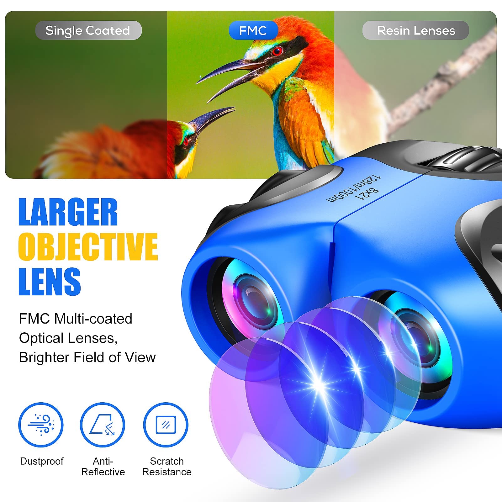 Foto 5 pulgar | Binocular ¡vamos! Dimy Compact A Prueba De Agua Para Niños Blue Dy2 - Venta Internacional.