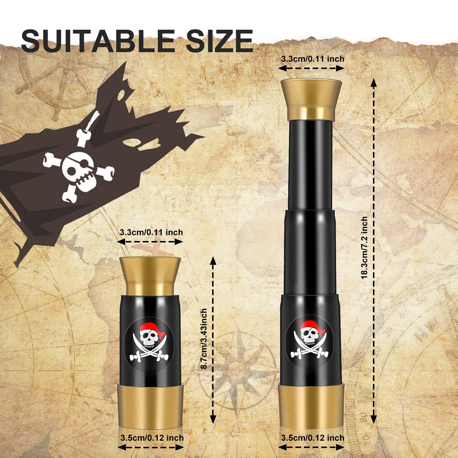 Foto 2 | Monocular Telescope Gejoy De Plástico Pirate Captain Para Niños, 2 Unidades - Venta Internacional.