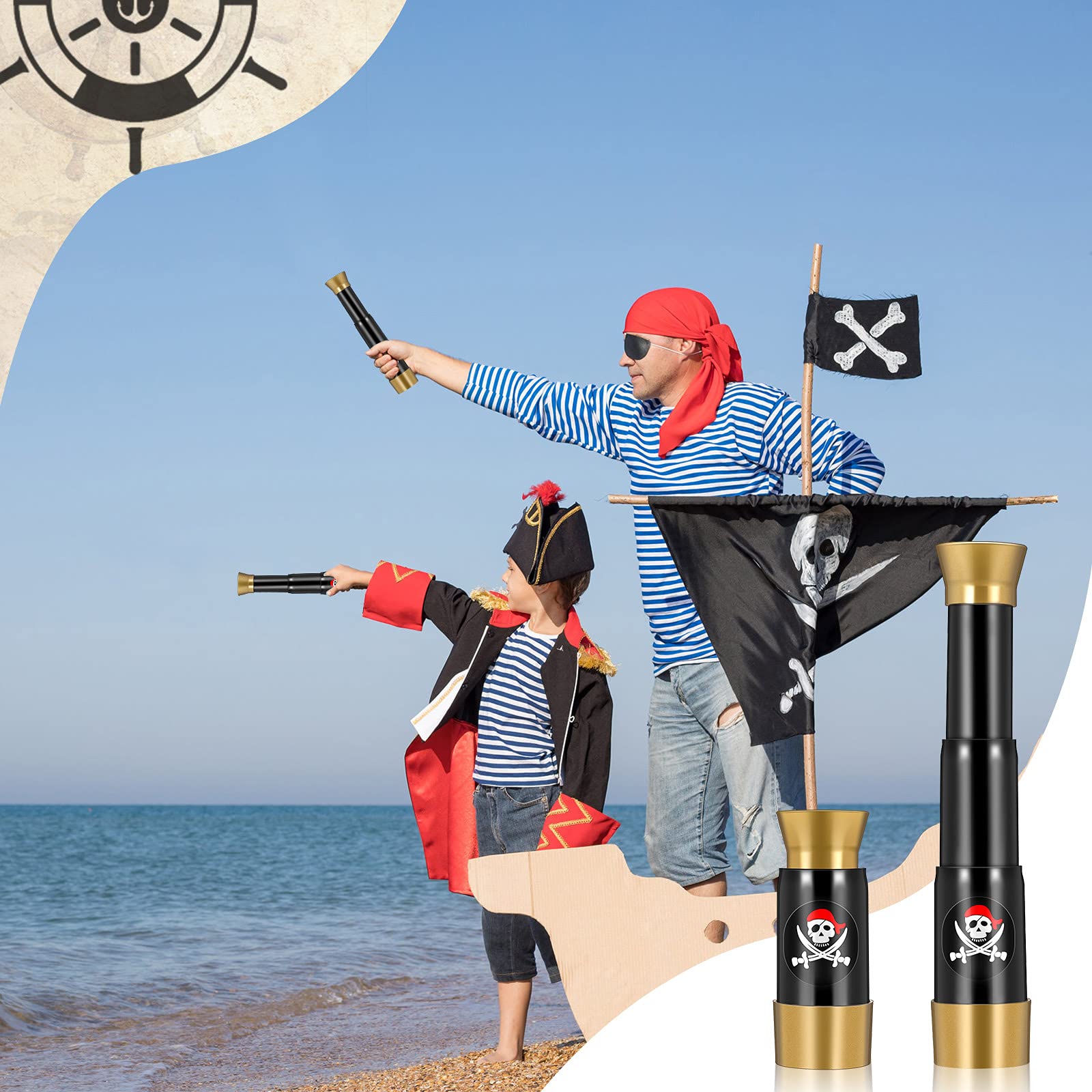 Foto 5 pulgar | Monocular Telescope Gejoy De Plástico Pirate Captain Para Niños, 2 Unidades - Venta Internacional.