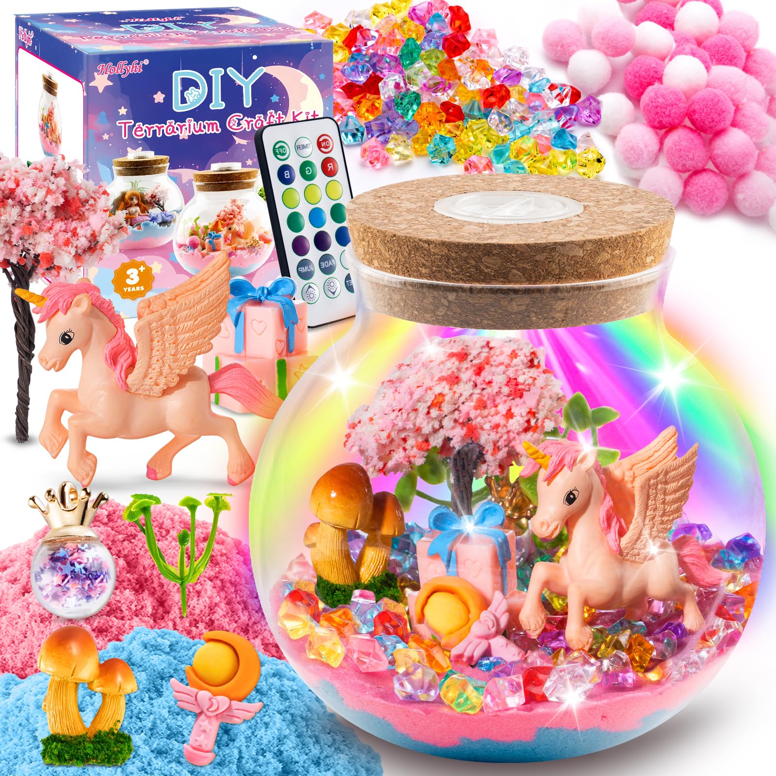 Foto 1 | Kit De Terrario Hollyhi Light Up Unicorn Para Niños Con Luz Nocturna - Venta Internacional.