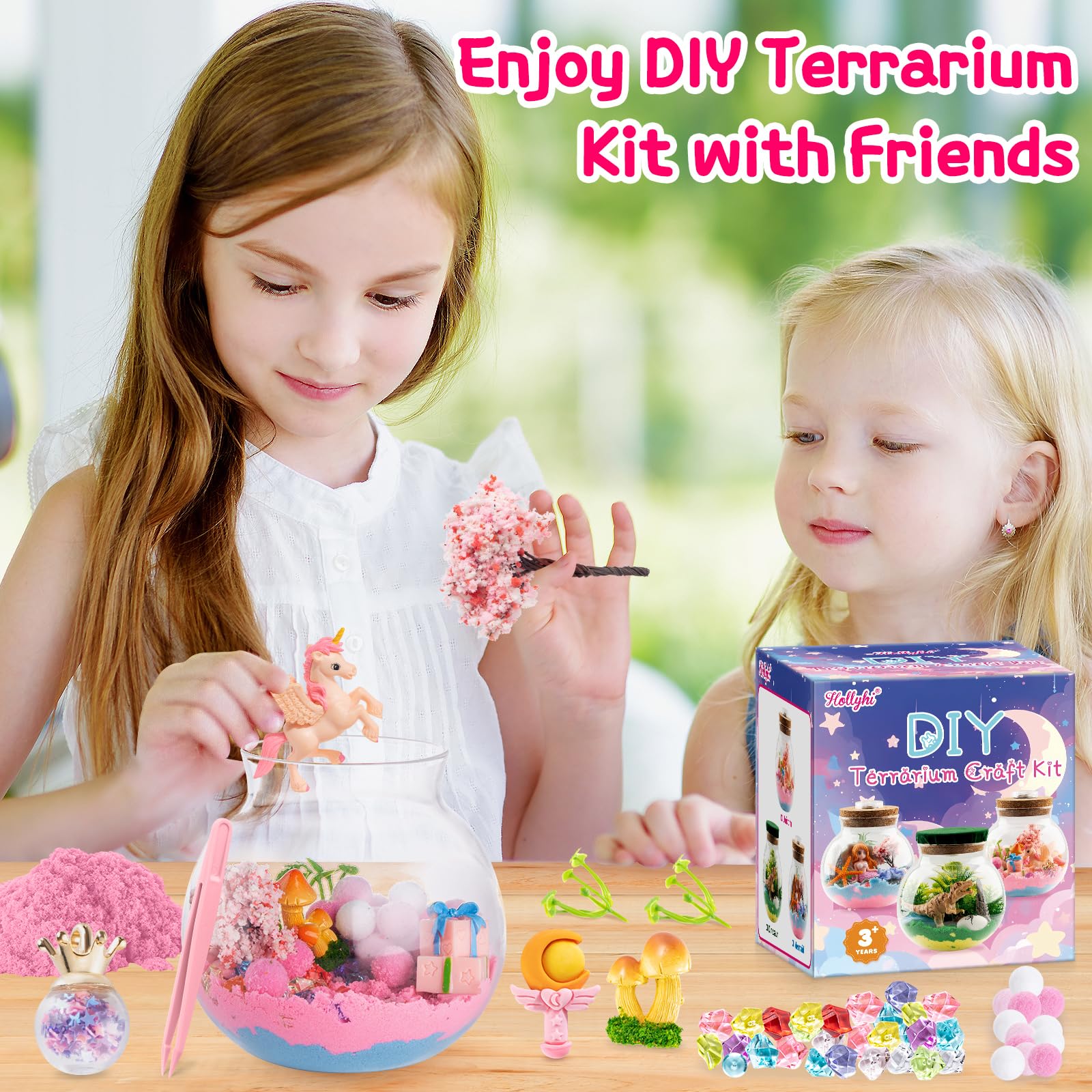 Foto 3 | Kit De Terrario Hollyhi Light Up Unicorn Para Niños Con Luz Nocturna - Venta Internacional.