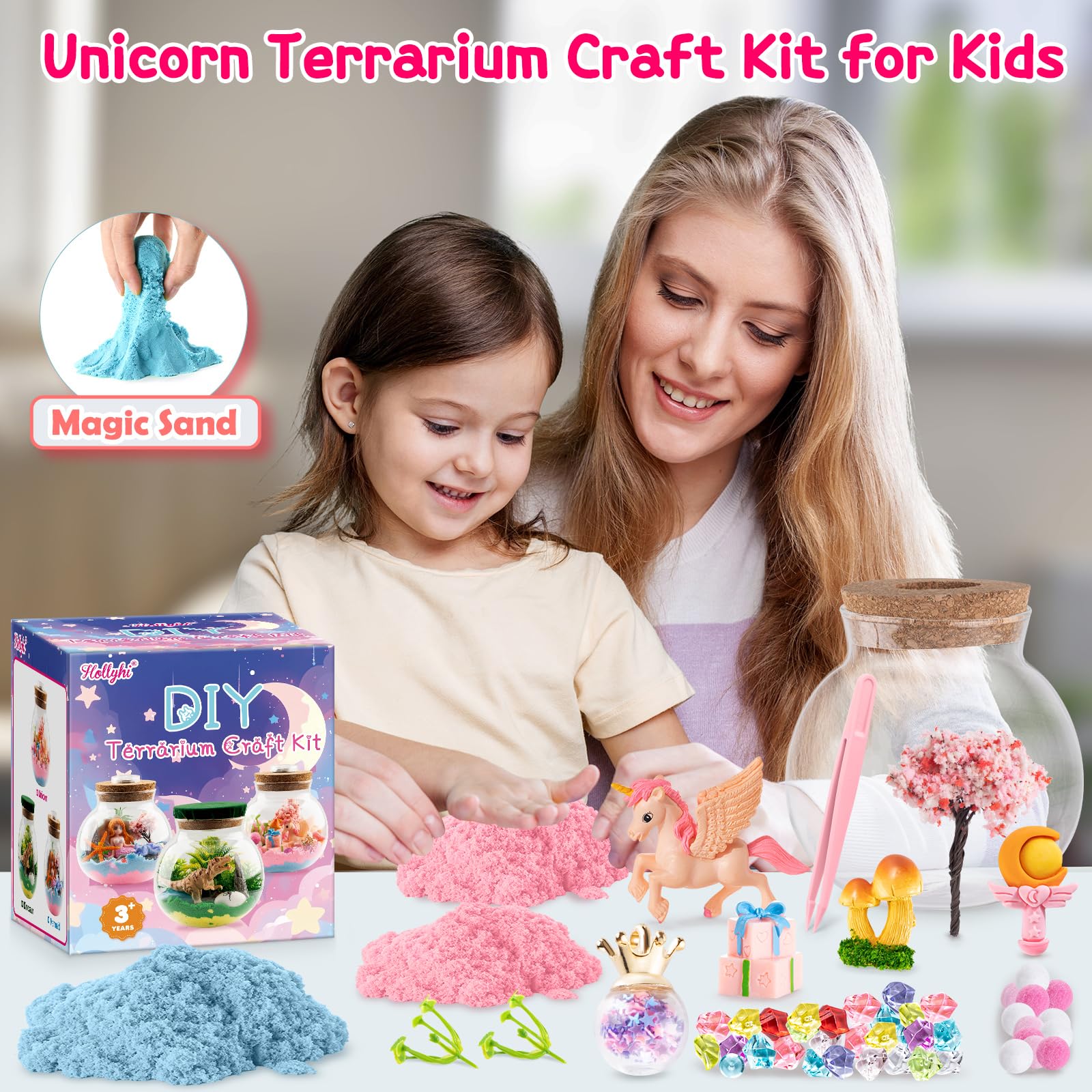 Foto 6 pulgar | Kit De Terrario Hollyhi Light Up Unicorn Para Niños Con Luz Nocturna - Venta Internacional.