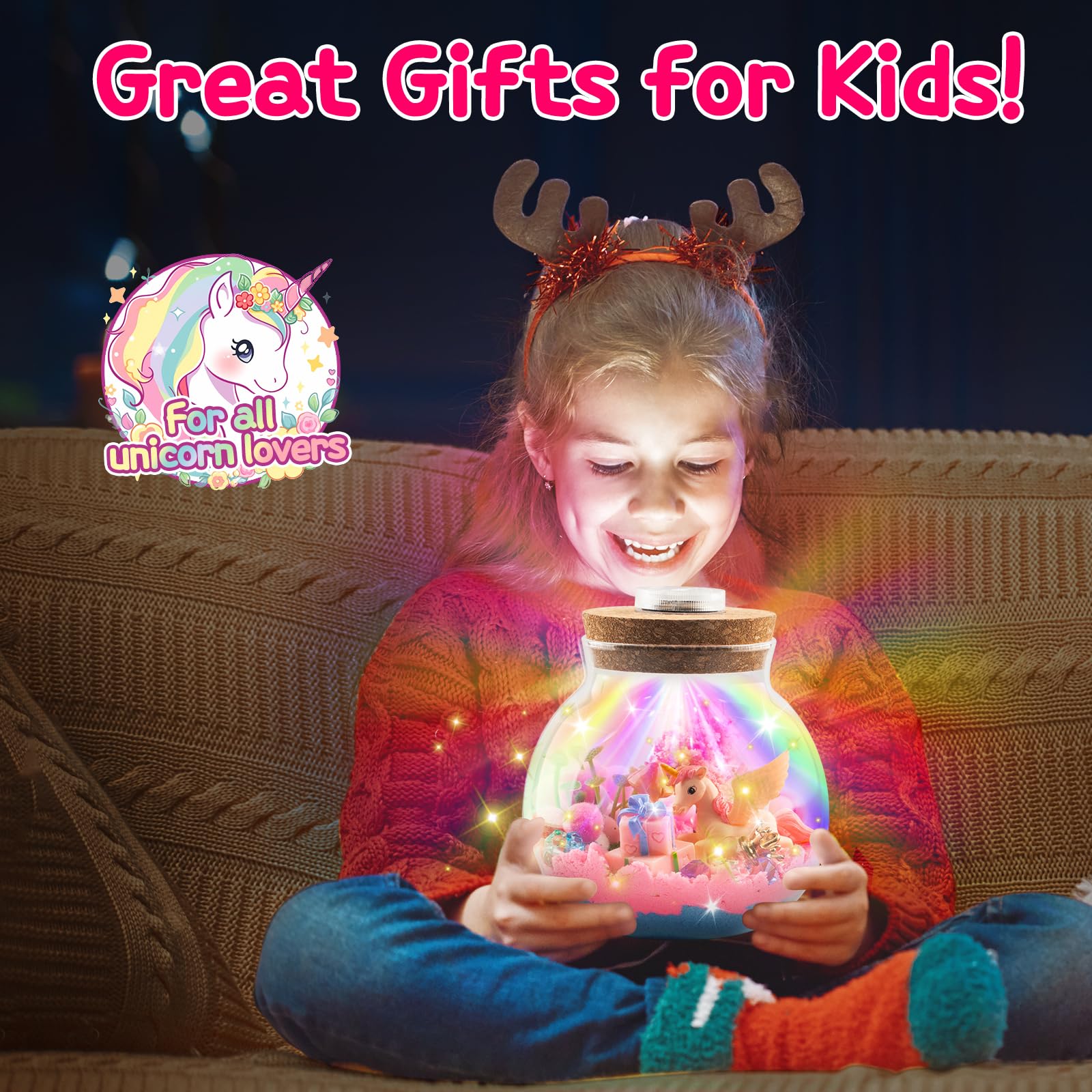 Foto 8 pulgar | Kit De Terrario Hollyhi Light Up Unicorn Para Niños Con Luz Nocturna - Venta Internacional.