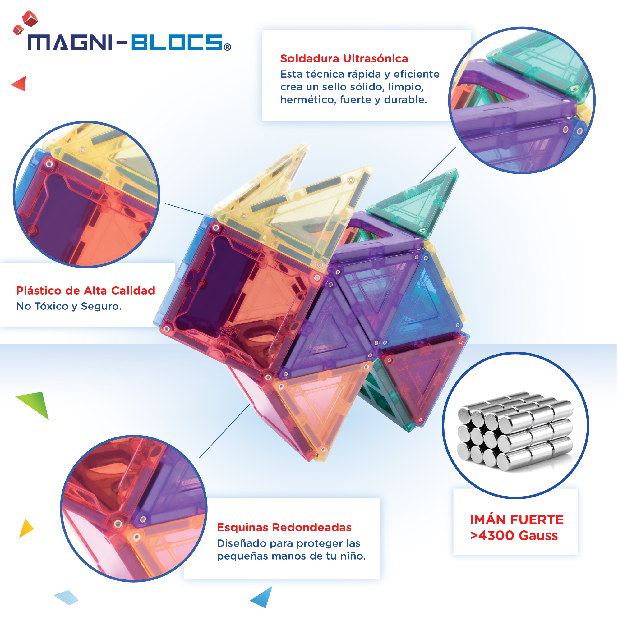 Foto 4 pulgar | Juego de Bloques de Construcción Magnéticos Magni Blocs con 48 Piezas