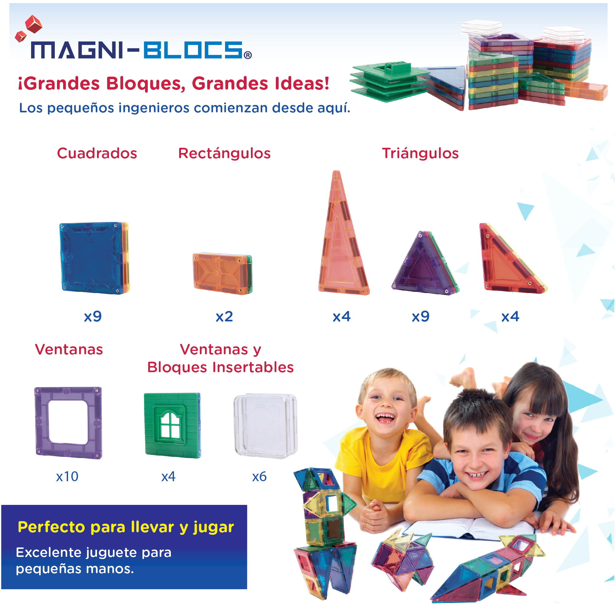 Foto 8 pulgar | Juego de Bloques de Construcción Magnéticos Magni Blocs con 48 Piezas