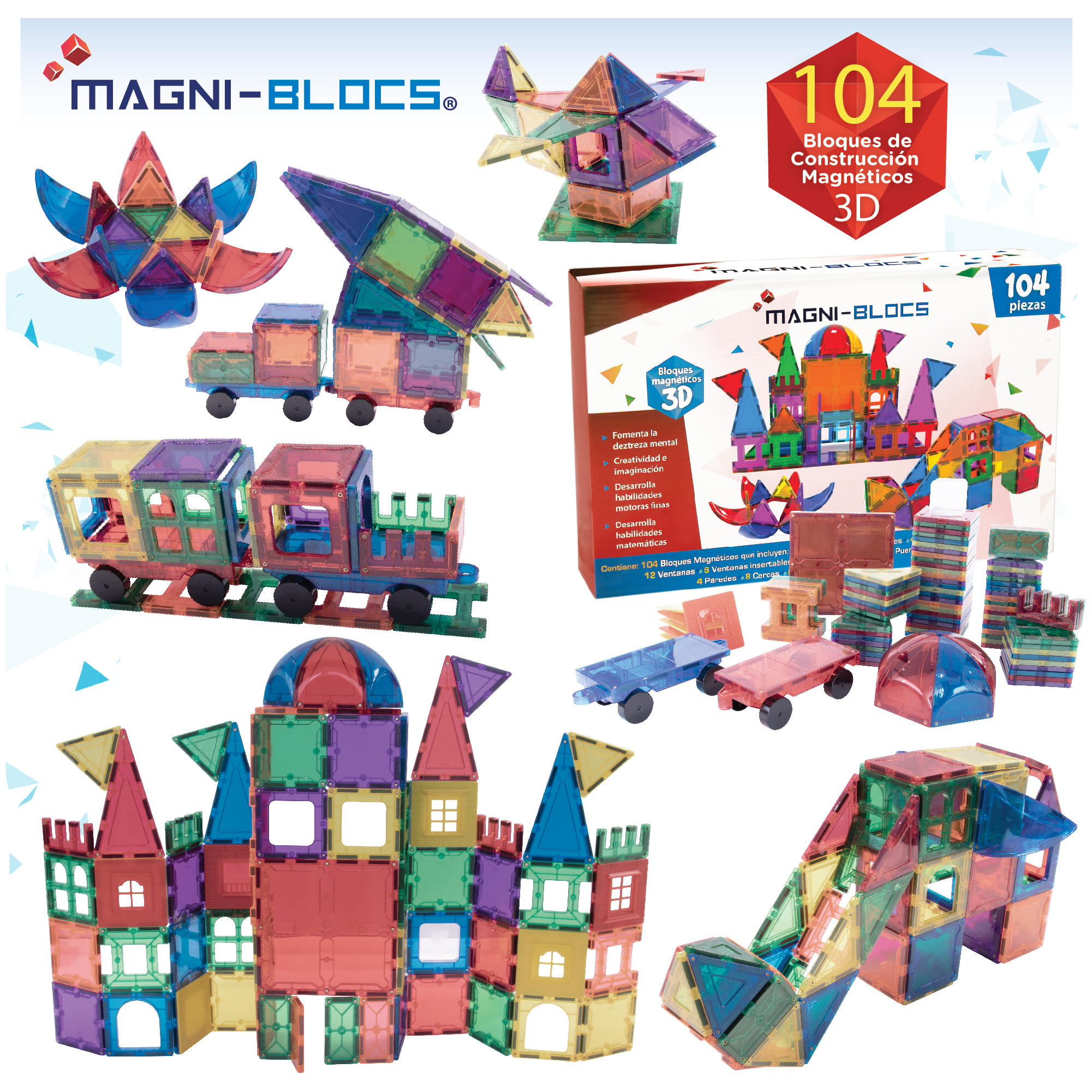 Foto 3 pulgar | Juego de Bloques de Construcción Magnéticos con 104 Piezas