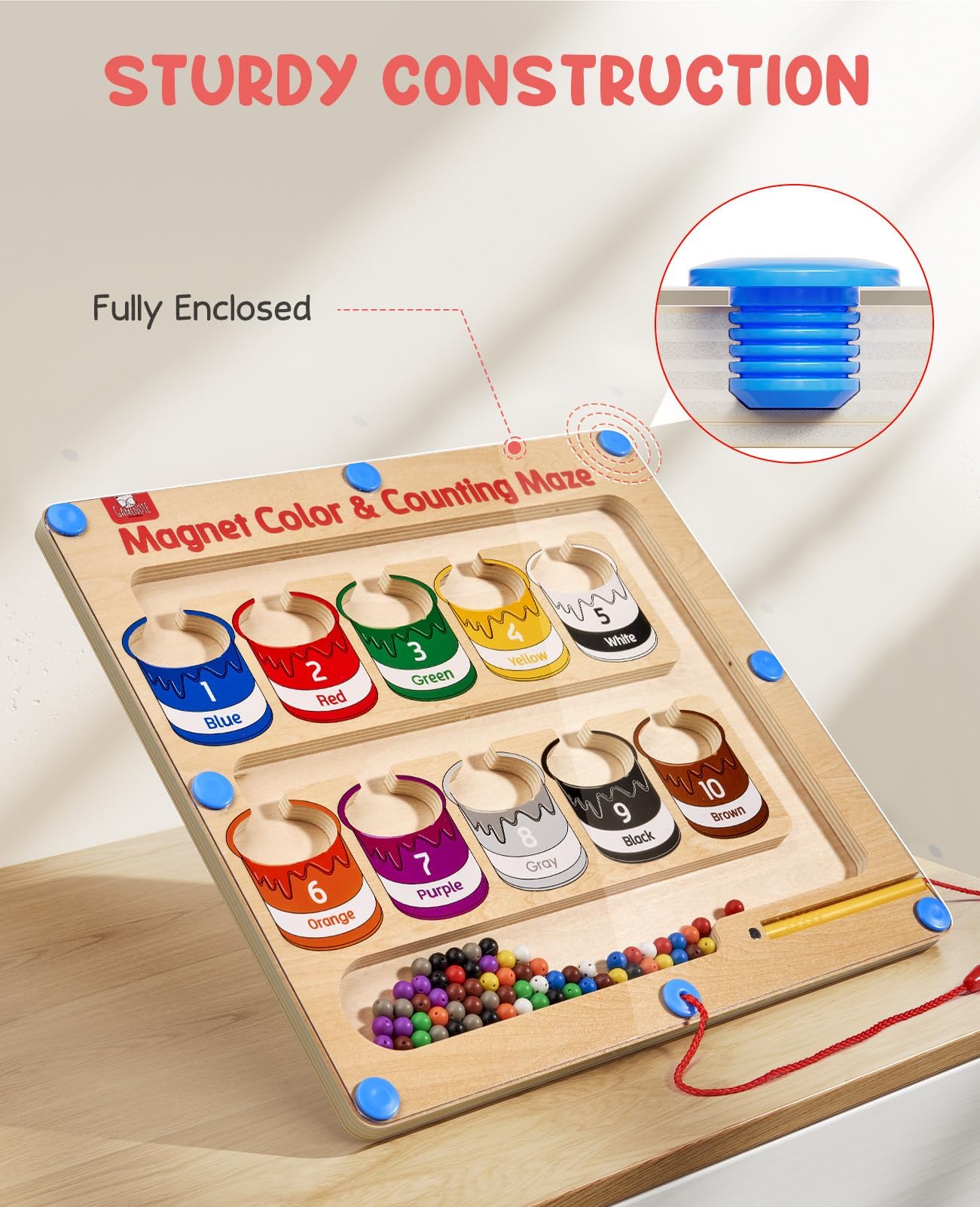 Foto 3 pulgar | Venta Internacional - Laberinto Magnético De Colores Y Números - Montessori Toy Gamenote