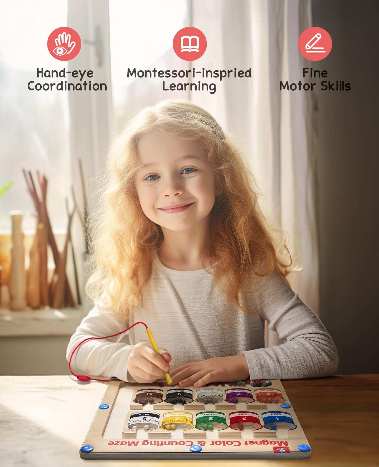 Foto 4 pulgar | Venta Internacional - Laberinto Magnético De Colores Y Números - Montessori Toy Gamenote