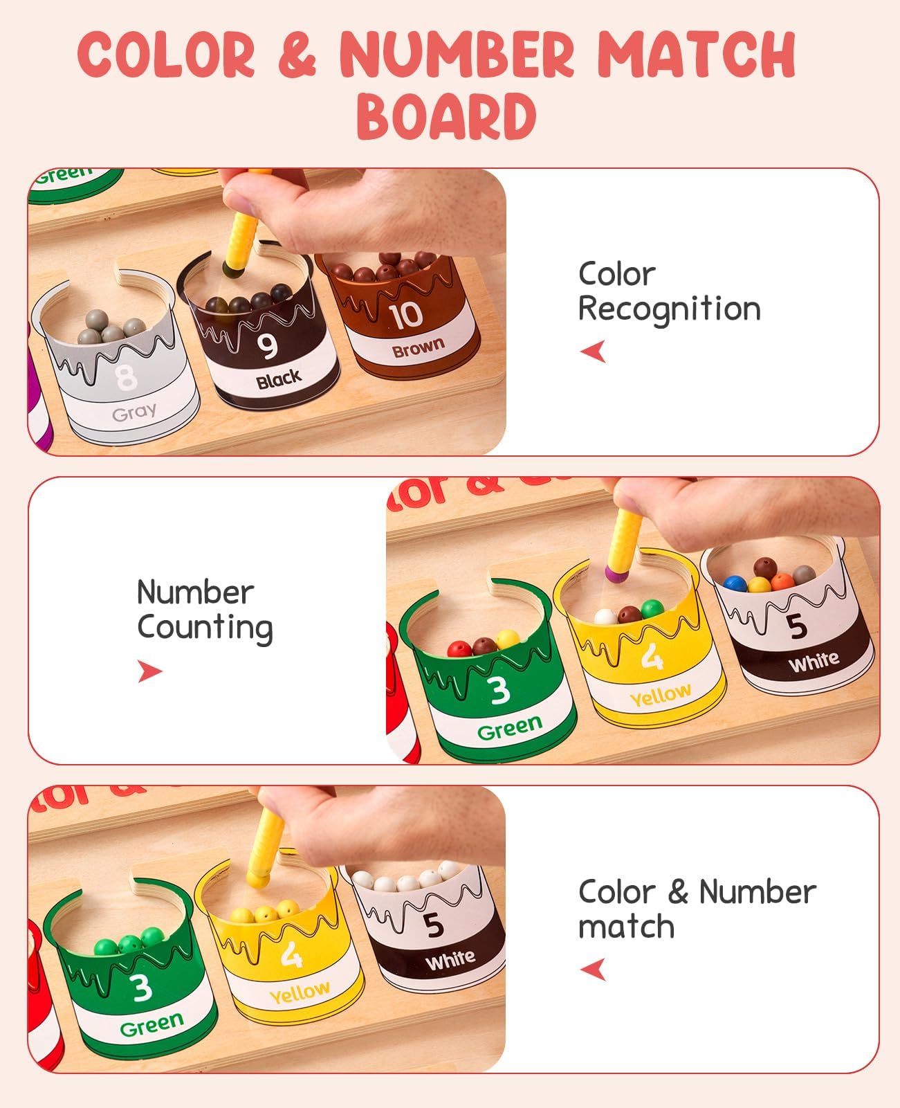 Foto 5 pulgar | Venta Internacional - Laberinto Magnético De Colores Y Números - Montessori Toy Gamenote