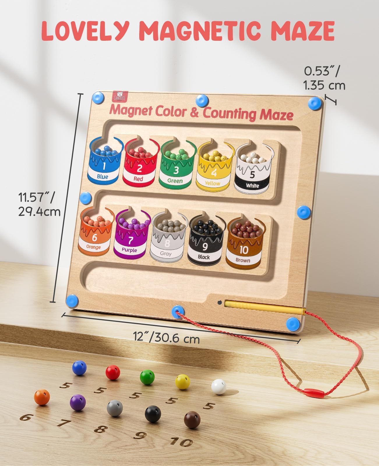 Foto 7 pulgar | Venta Internacional - Laberinto Magnético De Colores Y Números - Montessori Toy Gamenote