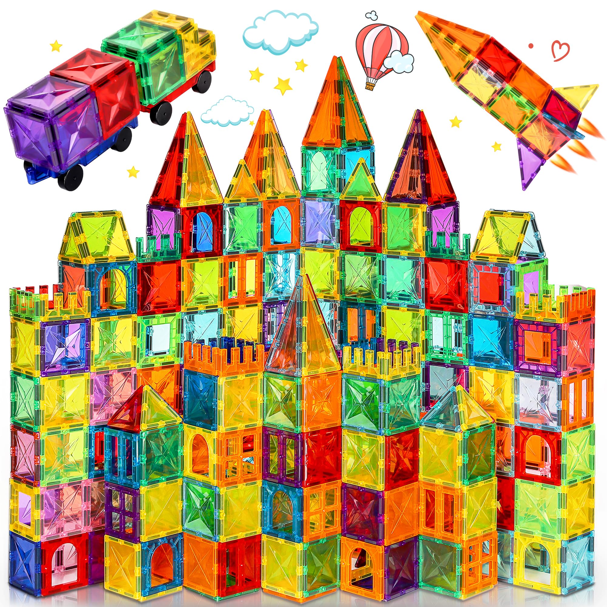 Foto 2 pulgar | Venta Internacional - Juego De Azulejos Magnéticos Meuzhen 120 Piezas Con 2 Coches De Juguete De 3 A 8 Años