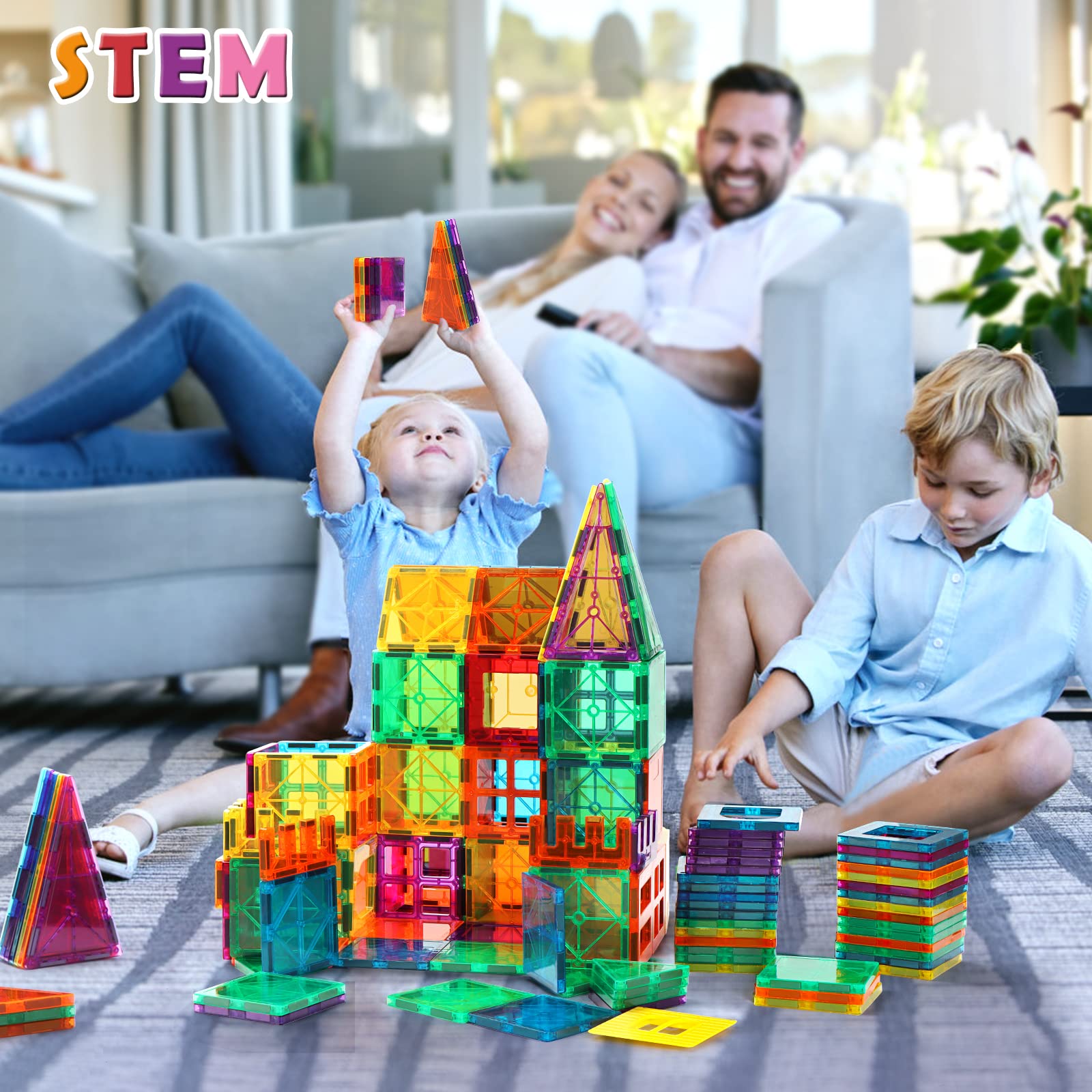 Foto 5 | Venta Internacional - Azulejos Magnéticos Building Blocks Gemmicc, 136 Unidades, Para Niños