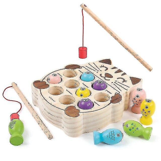 Foto 2 pulgar | Venta Internacional - Juego Magnético De Pesca Para Gatitos, Juguetes Educativos De Madera Para Niños