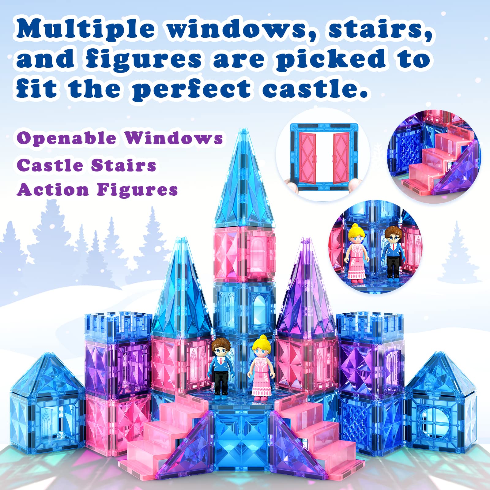 Foto 3 pulgar | Venta Internacional - Azulejos Magnéticos Frozen Toys 102 Piezas Con Muñecas Princess Castle