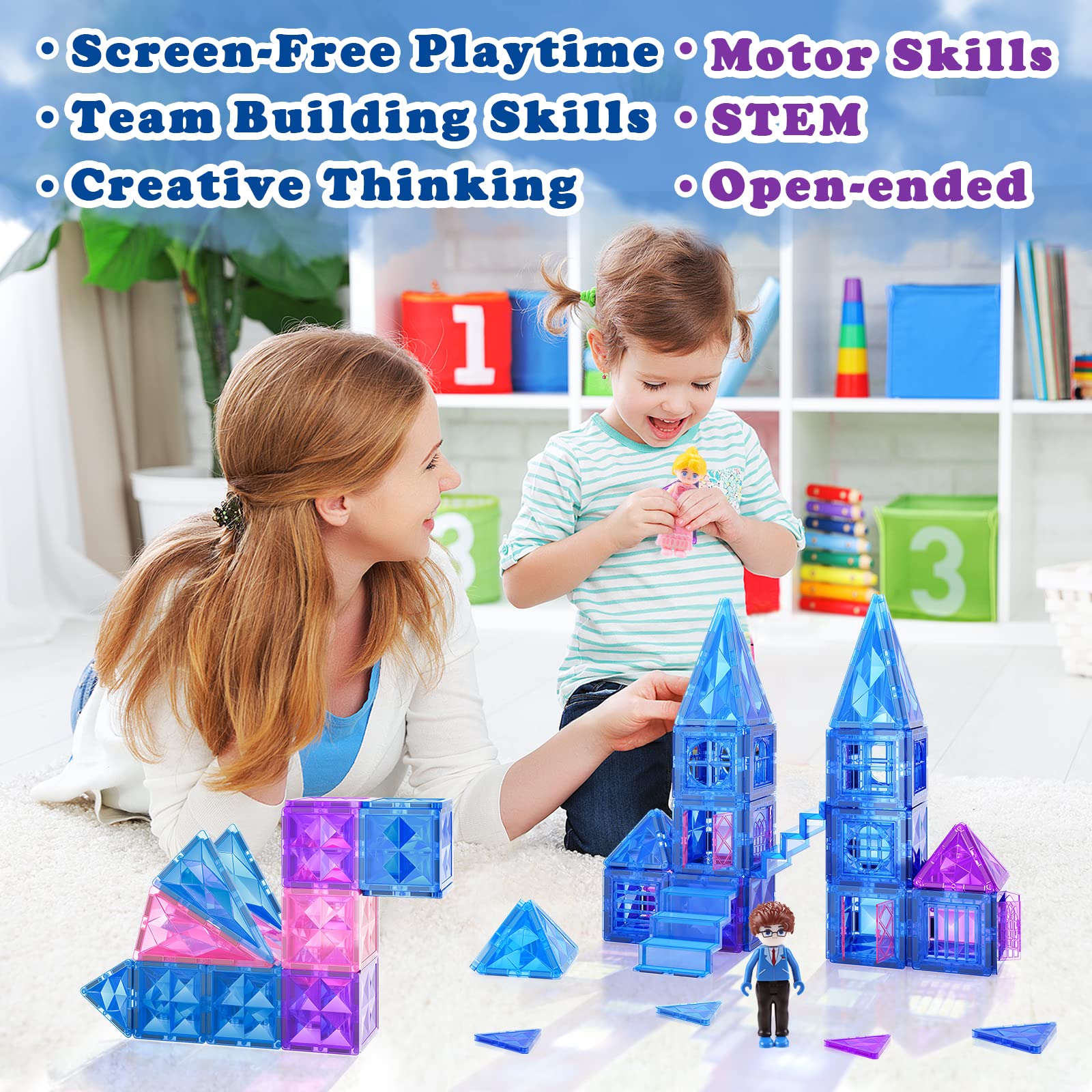 Foto 4 pulgar | Venta Internacional - Azulejos Magnéticos Frozen Toys 102 Piezas Con Muñecas Princess Castle