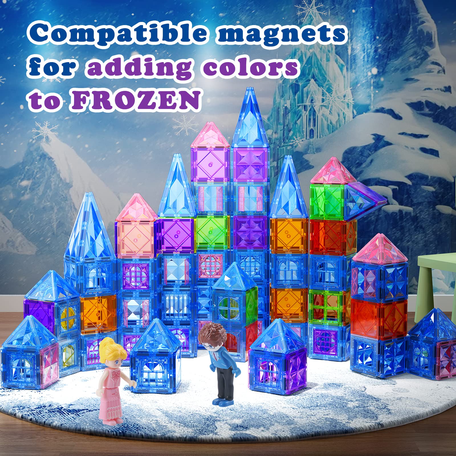 Foto 8 pulgar | Venta Internacional - Azulejos Magnéticos Frozen Toys 102 Piezas Con Muñecas Princess Castle