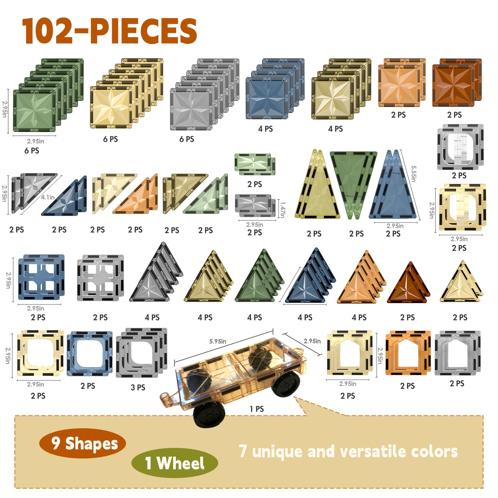Foto 4 pulgar | Venta Internacional - Juego De 102 Piezas De Magnetic Tiles Fodoss Para Niños Que Aprenden Stem