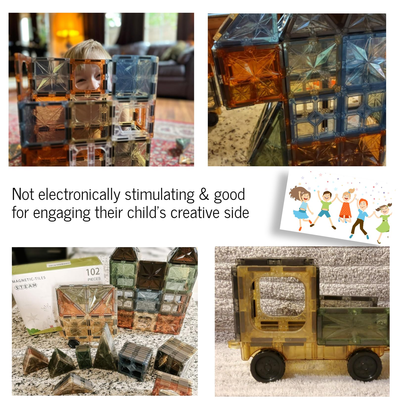 Foto 5 | Venta Internacional - Juego De 102 Piezas De Magnetic Tiles Fodoss Para Niños Que Aprenden Stem