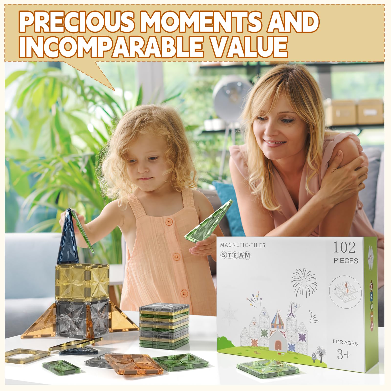 Foto 7 pulgar | Venta Internacional - Juego De 102 Piezas De Magnetic Tiles Fodoss Para Niños Que Aprenden Stem