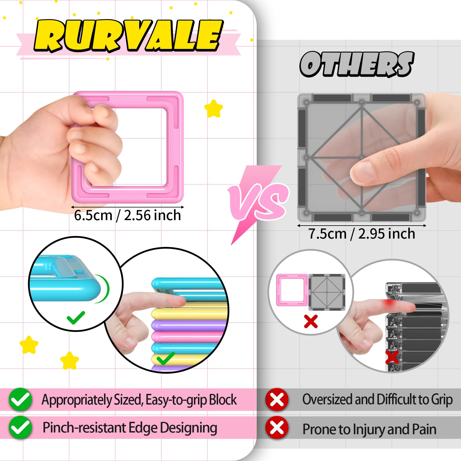 Foto 5 pulgar | Venta Internacional - Set Básico De Bloques Magnéticos Rurvale, 44 Piezas, Para Niñas De 3 A 5 Años