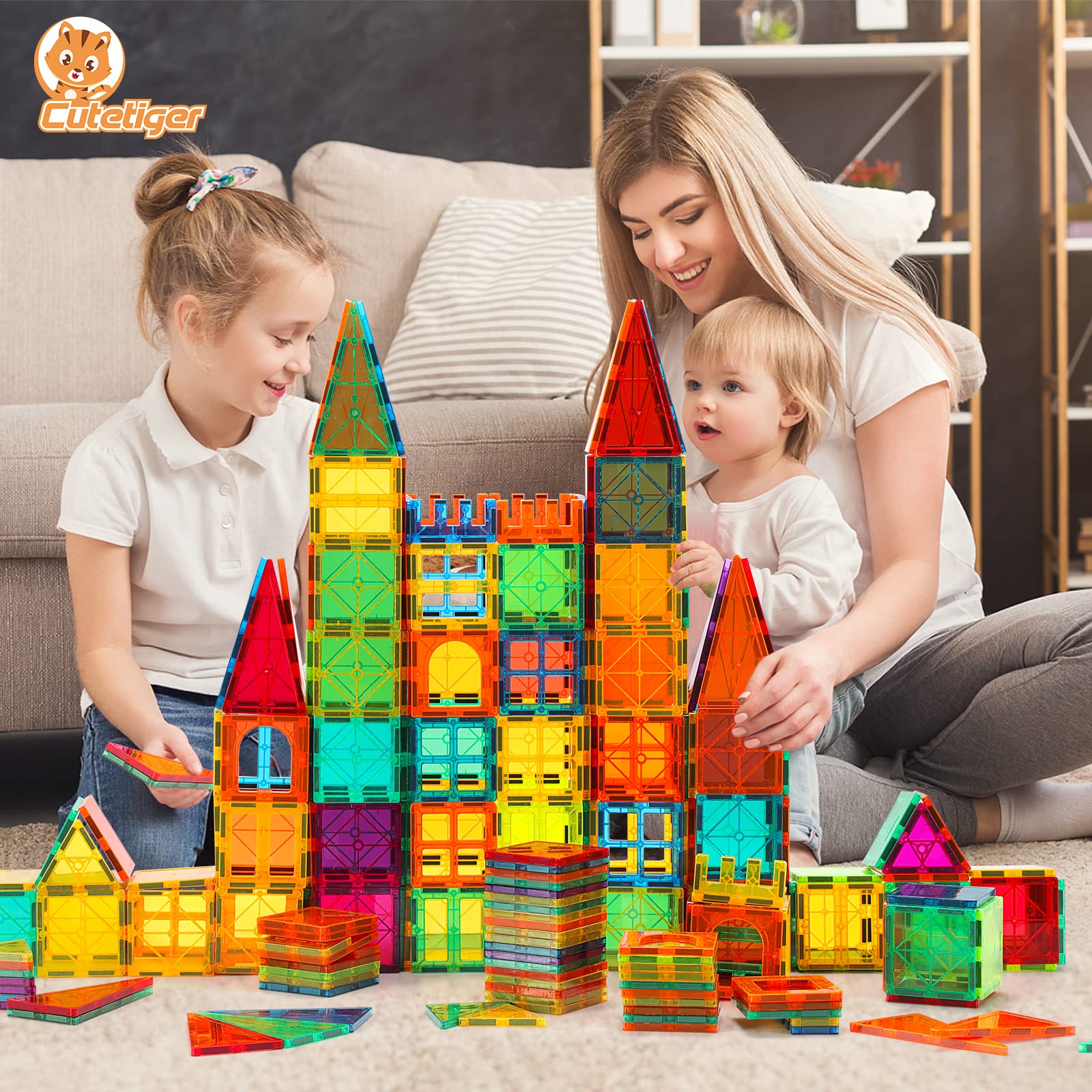 Foto 3 pulgar | Venta Internacional - Juego De Azulejos Magnéticos Cutetiger, 100 Piezas, Juguetes Magnéticos Para Construir
