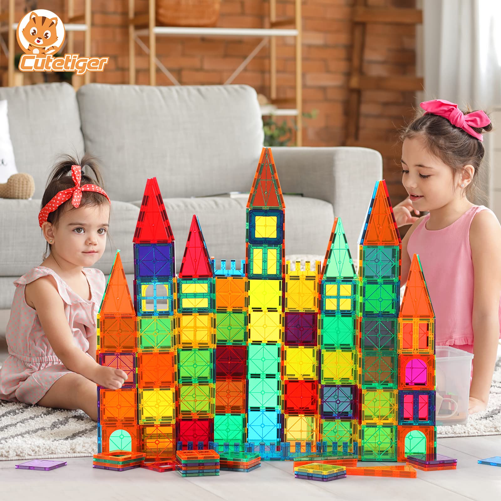 Foto 4 pulgar | Venta Internacional - Juego De Azulejos Magnéticos Cutetiger, 100 Piezas, Juguetes Magnéticos Para Construir