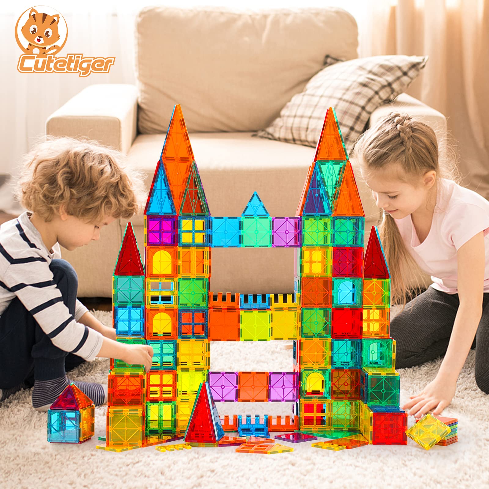 Foto 5 pulgar | Venta Internacional - Juego De Azulejos Magnéticos Cutetiger, 100 Piezas, Juguetes Magnéticos Para Construir