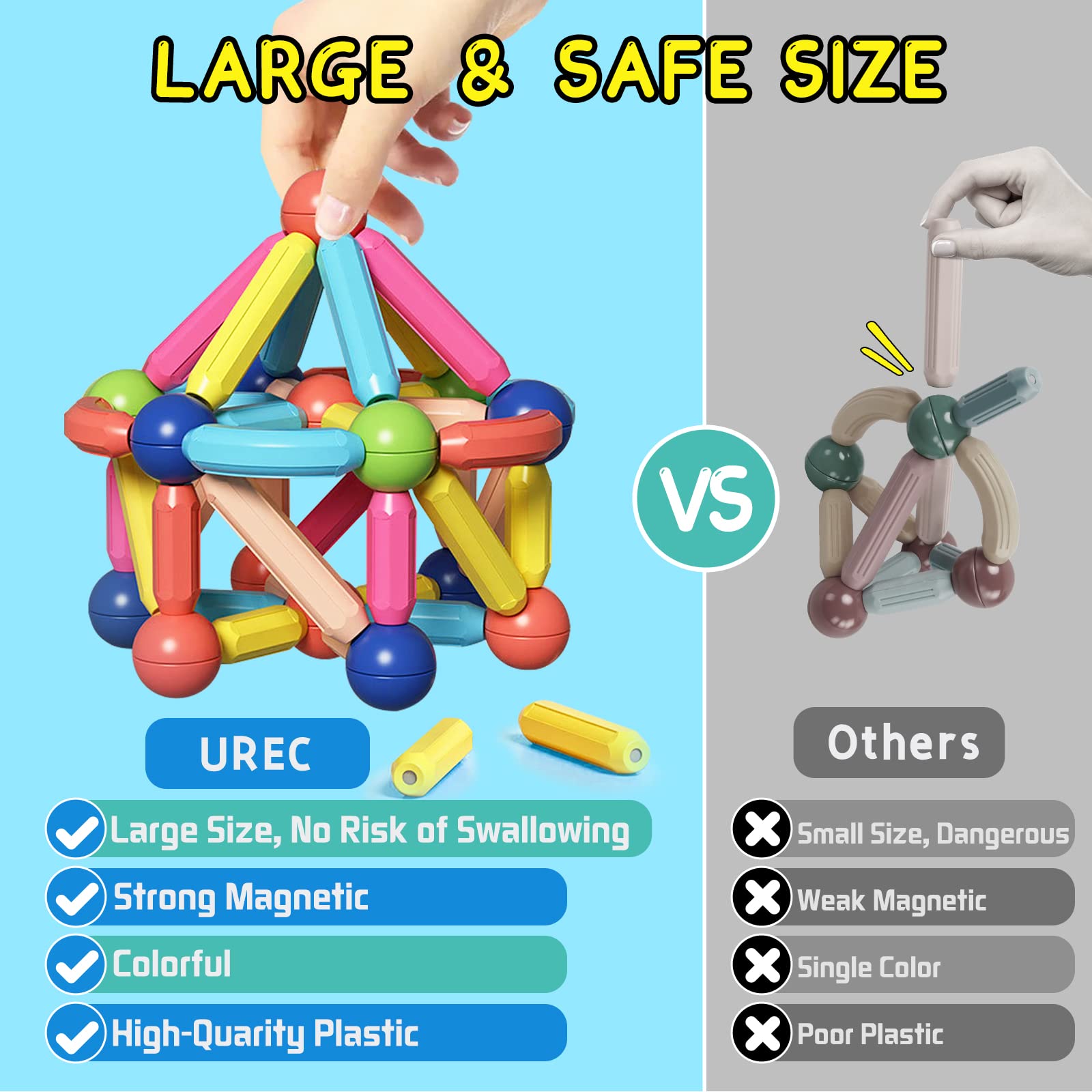 Foto 4 pulgar | Venta Internacional - Juguetes De Construcción Urec Con Bloques Magnéticos, 64 Unidades, Para Niños De 1 A 4 Años