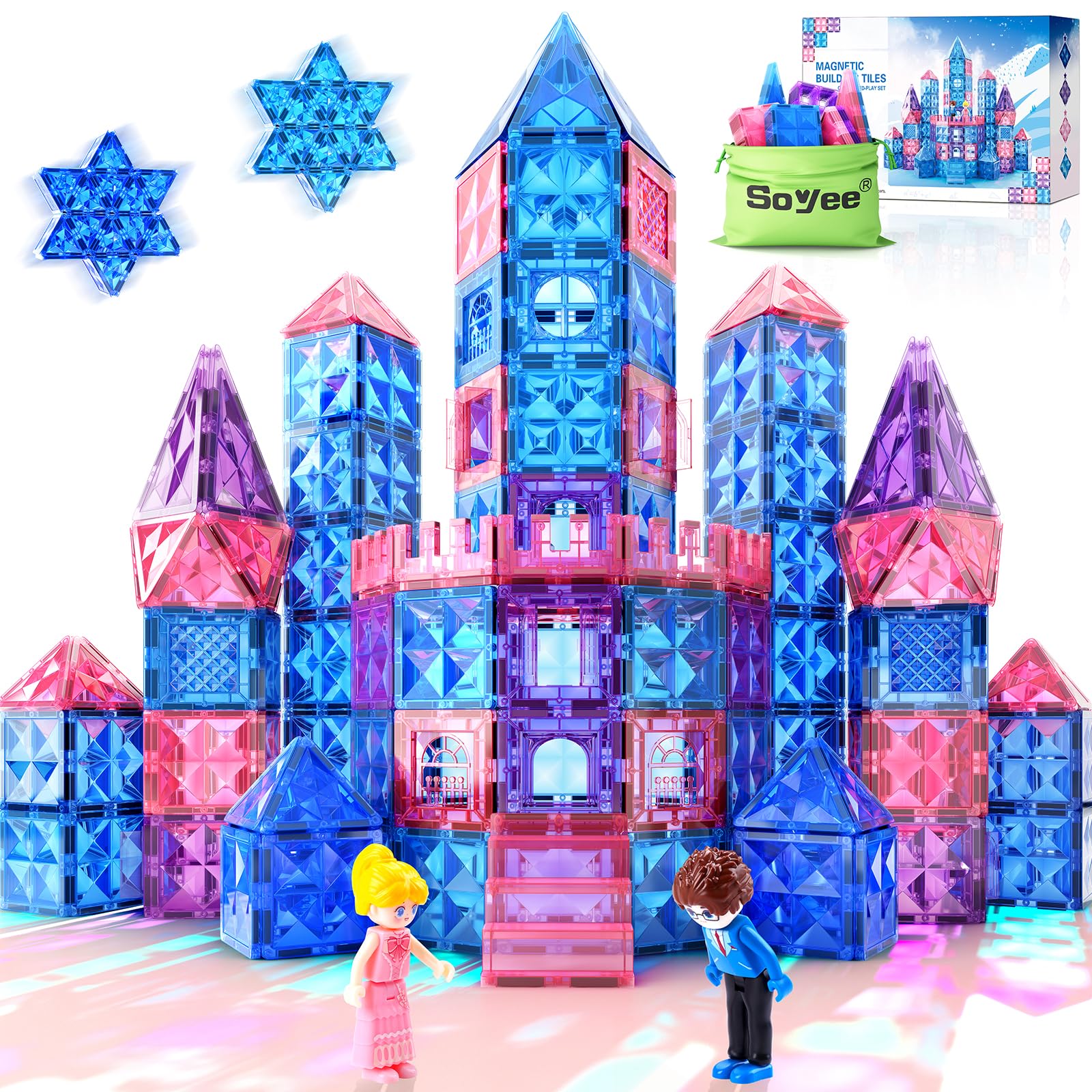 Venta Internacional - Baldosas Magnéticas Soyee Diamond Frozen Castle, 58 Piezas, De 3 A 8 Años