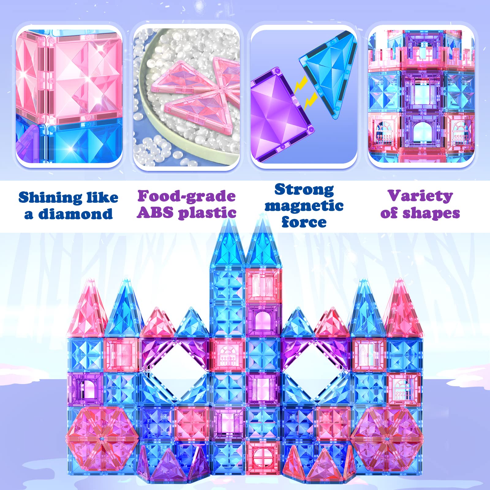 Foto 5 pulgar | Venta Internacional - Baldosas Magnéticas Soyee Diamond Frozen Castle, 58 Piezas, De 3 A 8 Años
