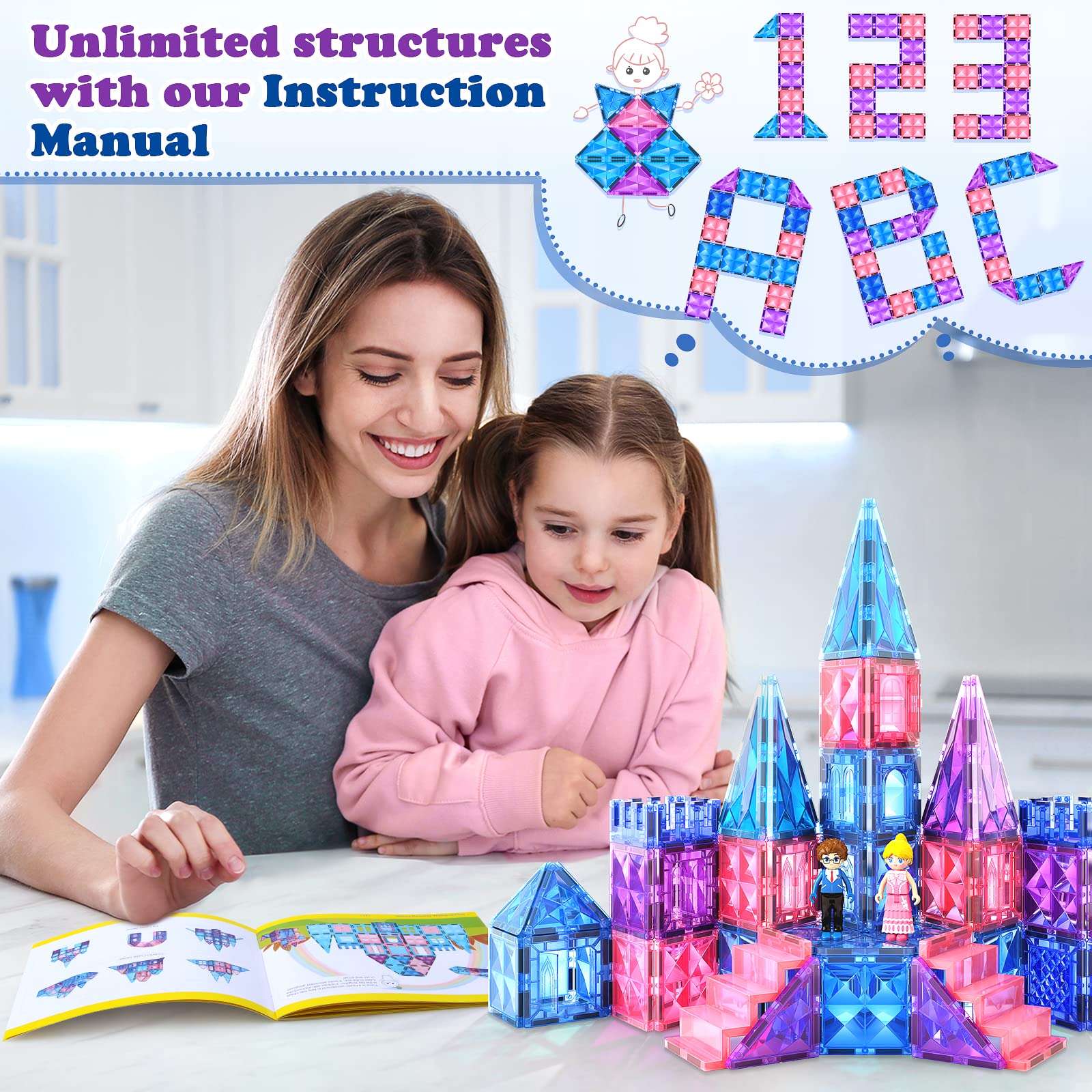 Foto 9 pulgar | Venta Internacional - Baldosas Magnéticas Soyee Diamond Frozen Castle, 58 Piezas, De 3 A 8 Años