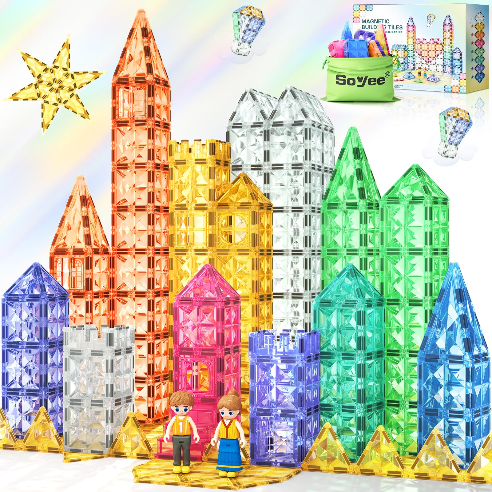 Foto 1 | Venta Internacional - Set De Construcción De Castillos Con Azulejos Magnéticos Soyee, 82 Piezas, Con Muñecas De 3