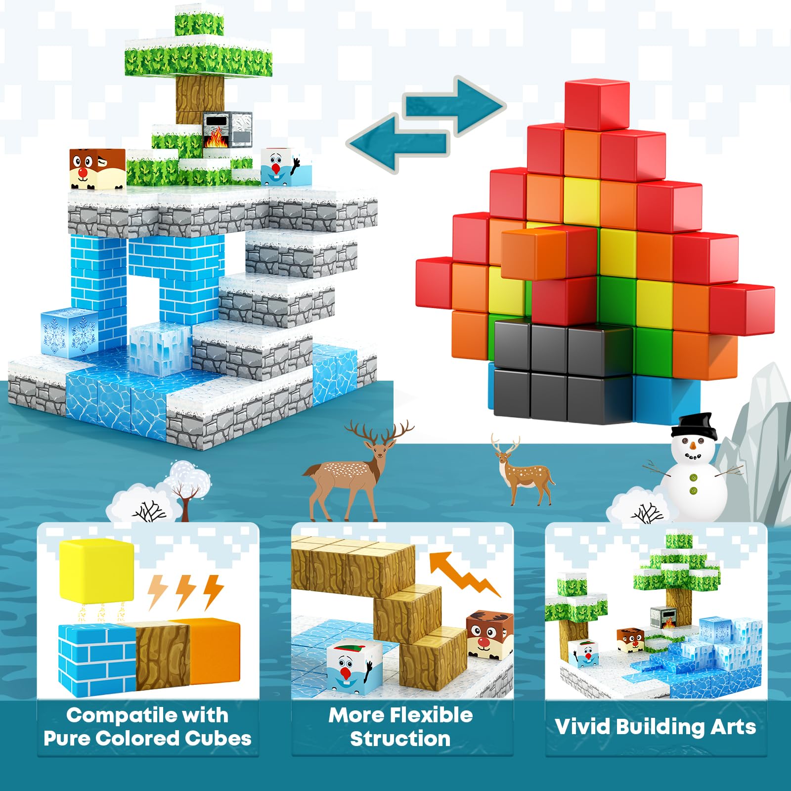 Foto 5 pulgar | Venta Internacional - Bloques Magnéticos Toylogy Build Mine Magnet World Frozen Castle