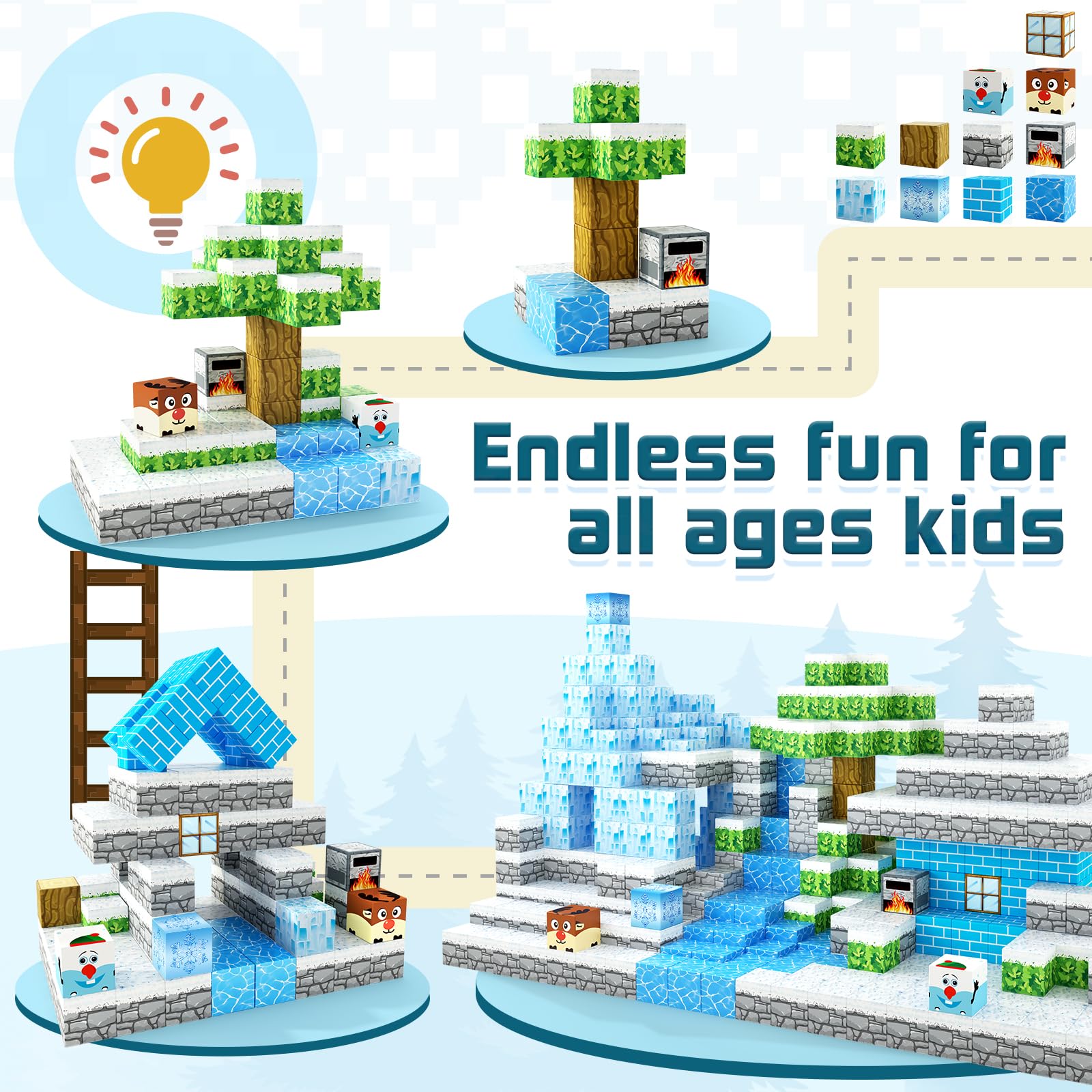 Foto 8 pulgar | Venta Internacional - Bloques Magnéticos Toylogy Build Mine Magnet World Frozen Castle
