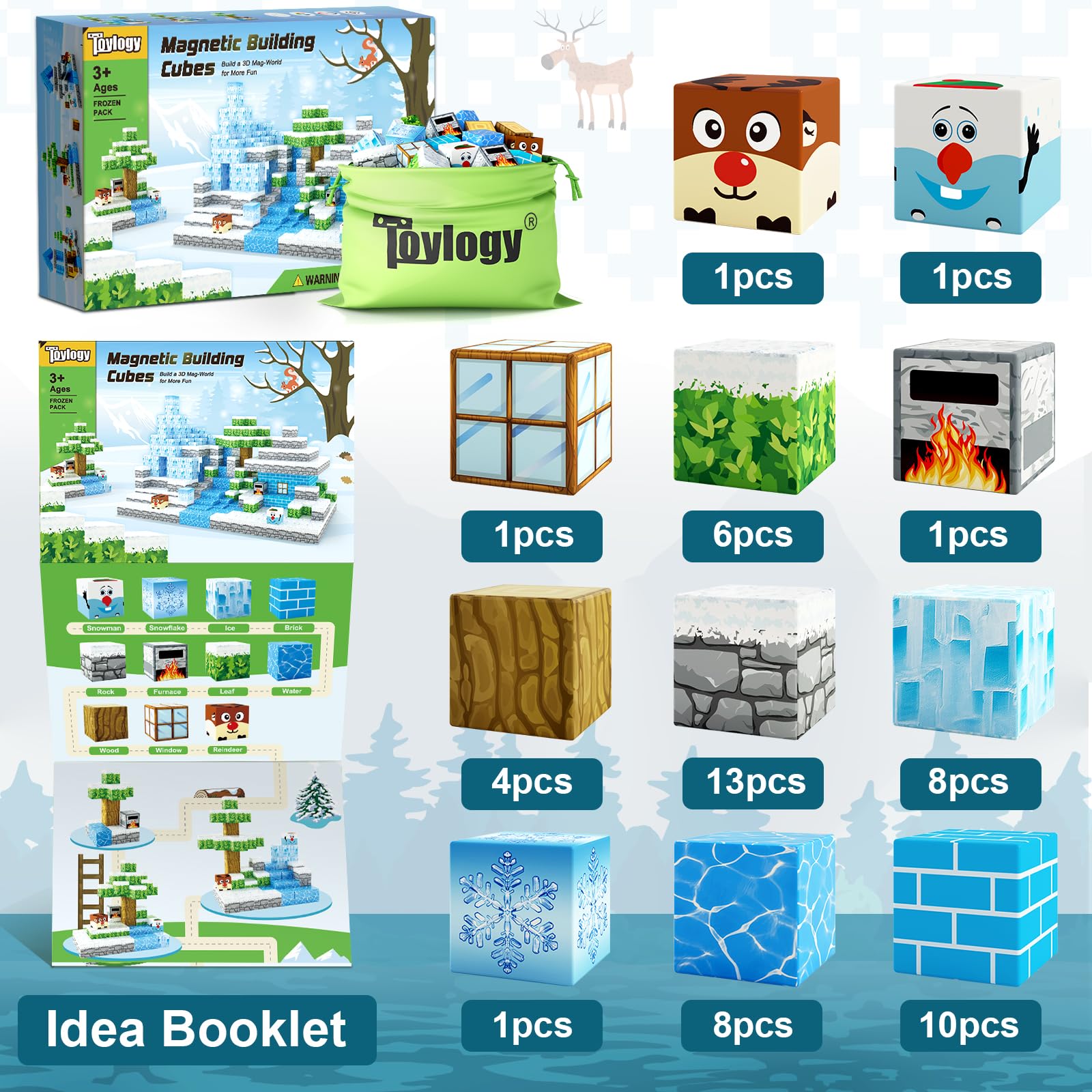 Foto 9 pulgar | Venta Internacional - Bloques Magnéticos Toylogy Build Mine Magnet World Frozen Castle