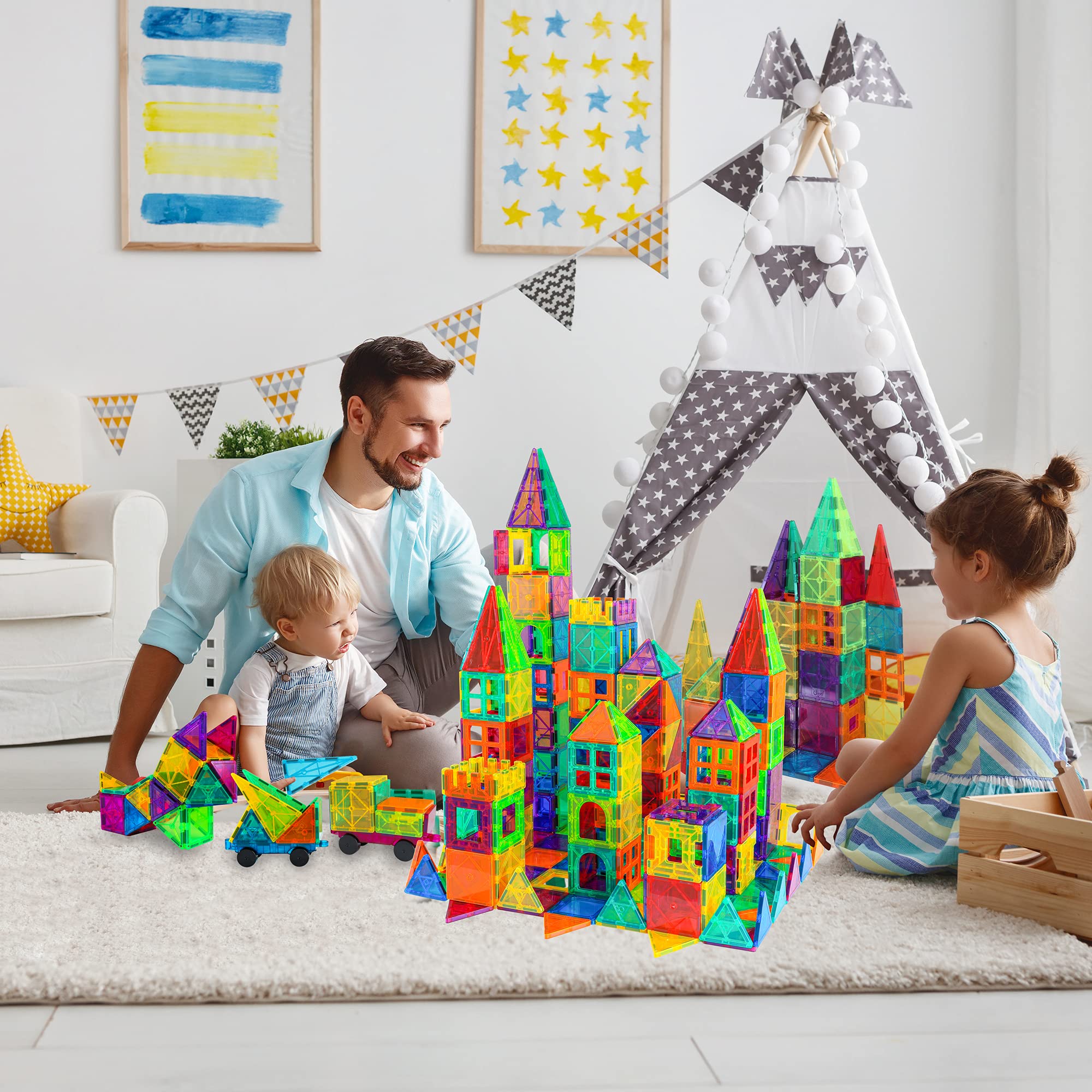 Foto 3 pulgar | Venta Internacional - Bloques De Construcción Magnéticos Bmag 100 Piezas Con 2 Coches Para Niños
