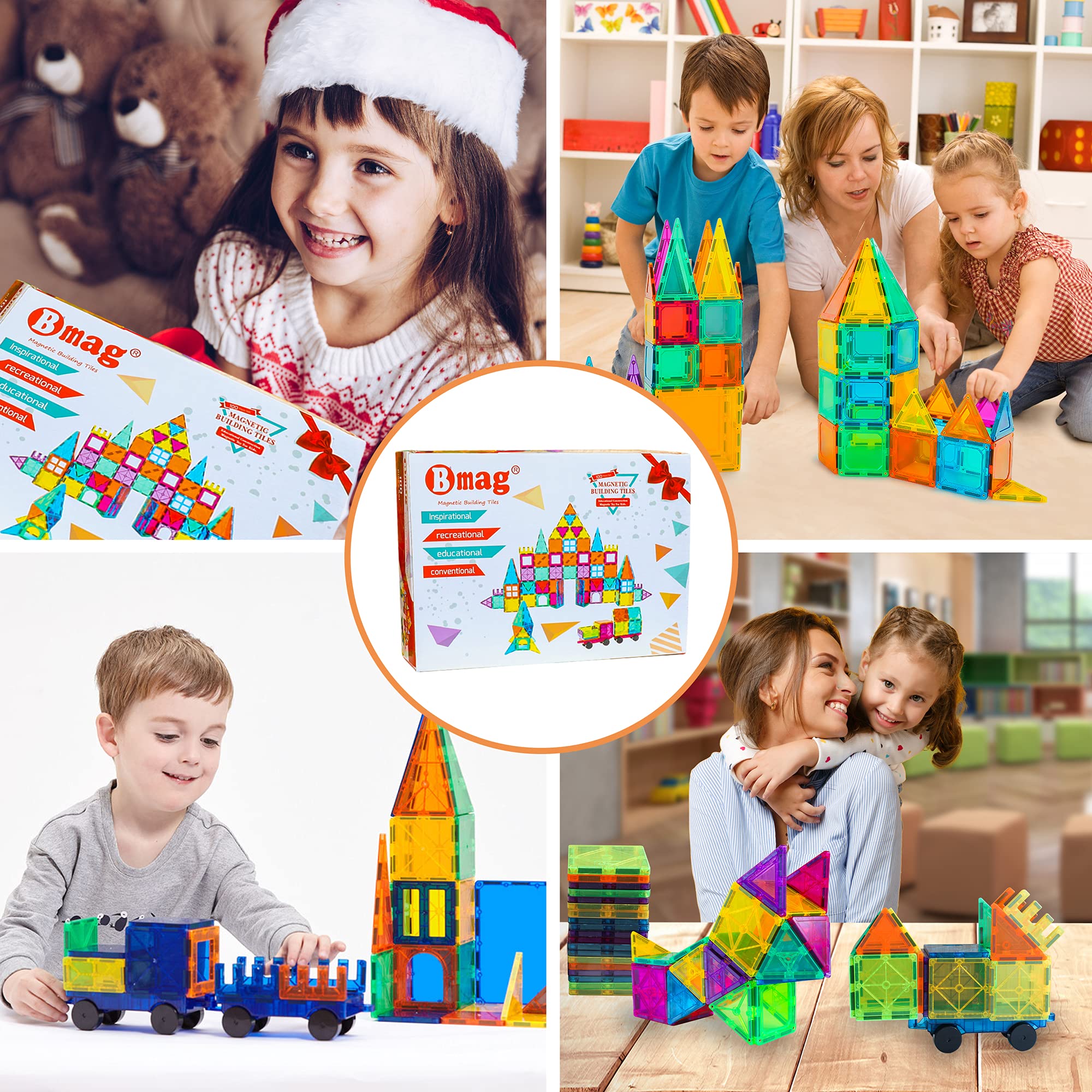 Foto 4 pulgar | Venta Internacional - Bloques De Construcción Magnéticos Bmag 100 Piezas Con 2 Coches Para Niños
