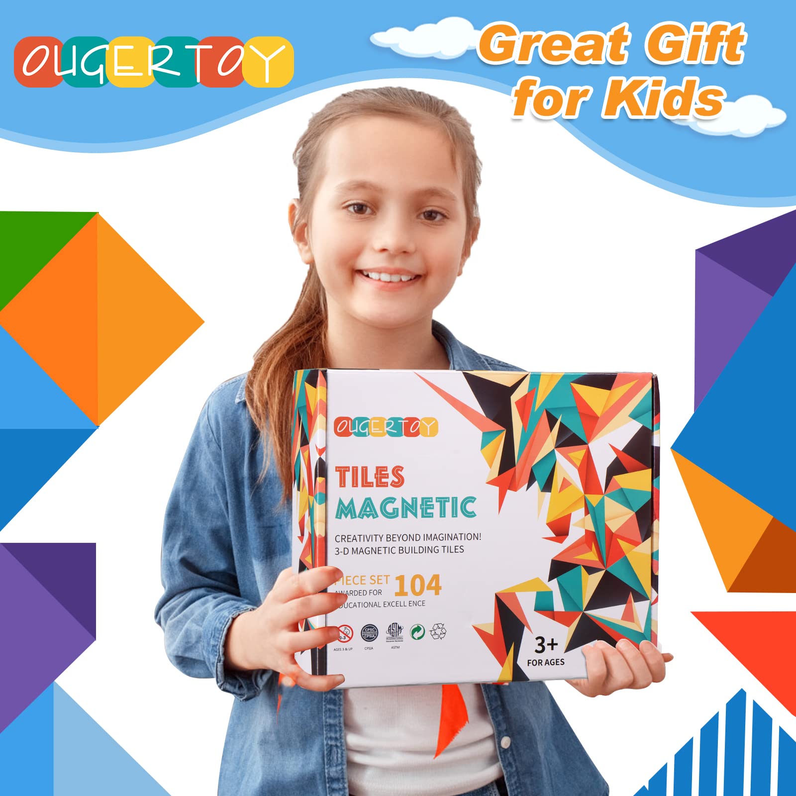 Foto 3 pulgar | Venta Internacional - Azulejos Magnéticos De Construcción Ougertoy Para Niños De Más De 3 Años Con 104 Piezas