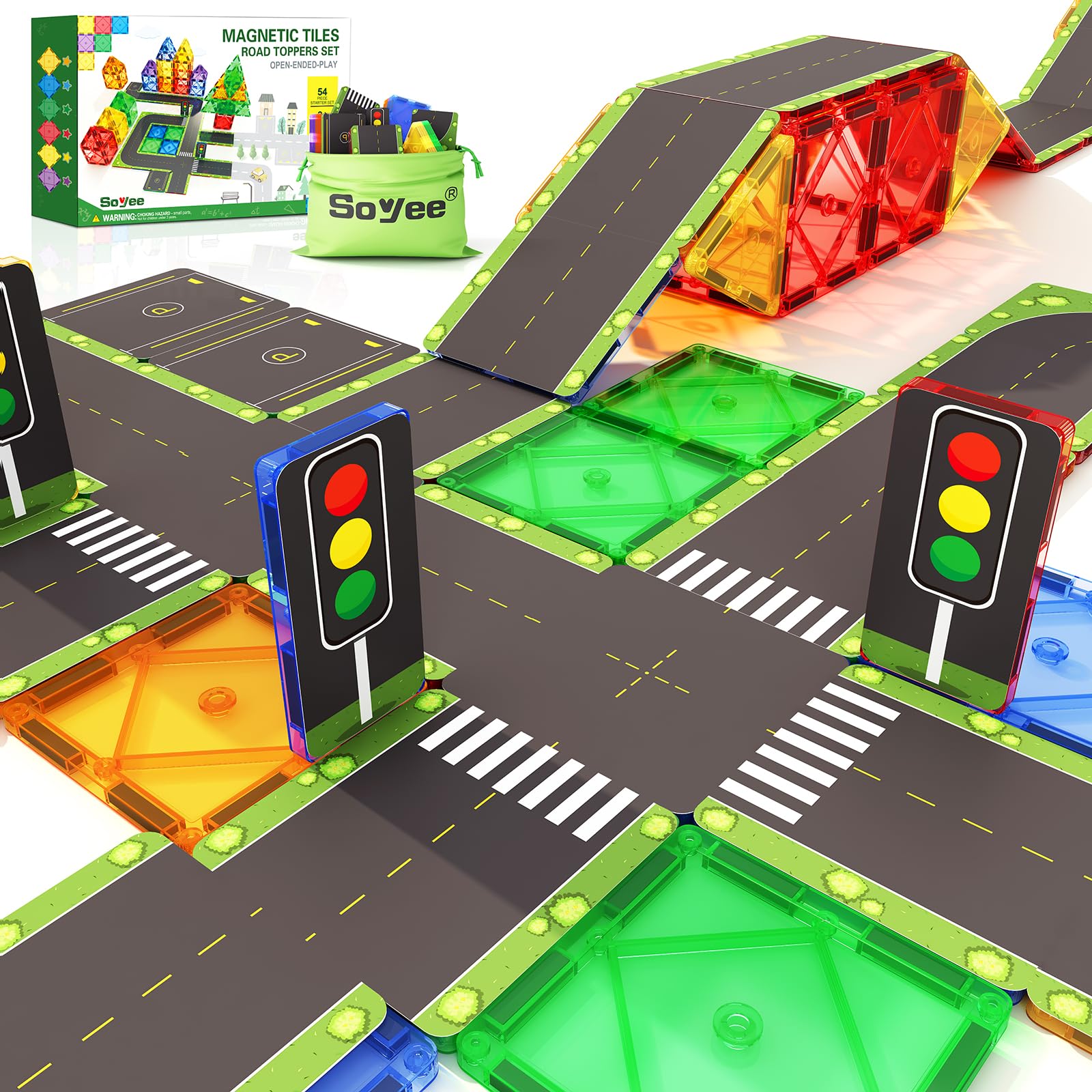 Venta Internacional - Juego De Azulejos Magnéticos Soyee De Building Toys Para Carretera, 56 Piezas