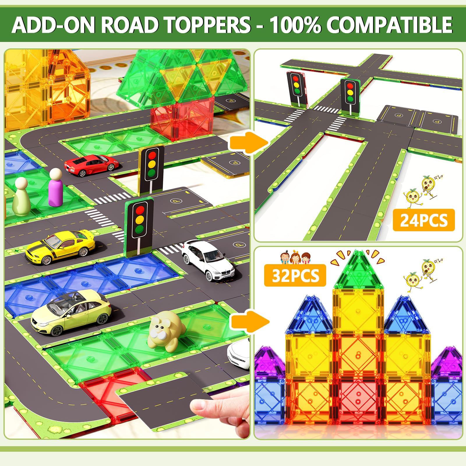 Foto 3 pulgar | Venta Internacional - Juego De Azulejos Magnéticos Soyee De Building Toys Para Carretera, 56 Piezas