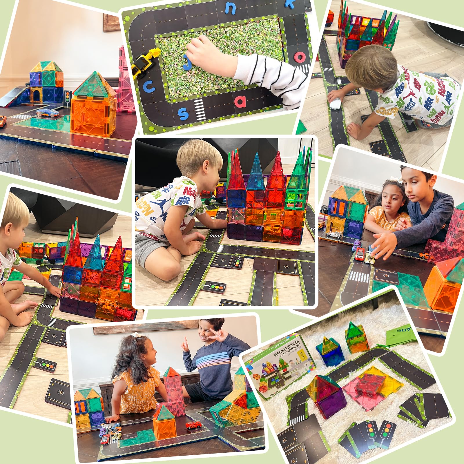 Foto 6 | Venta Internacional - Juego De Azulejos Magnéticos Soyee De Building Toys Para Carretera, 56 Piezas