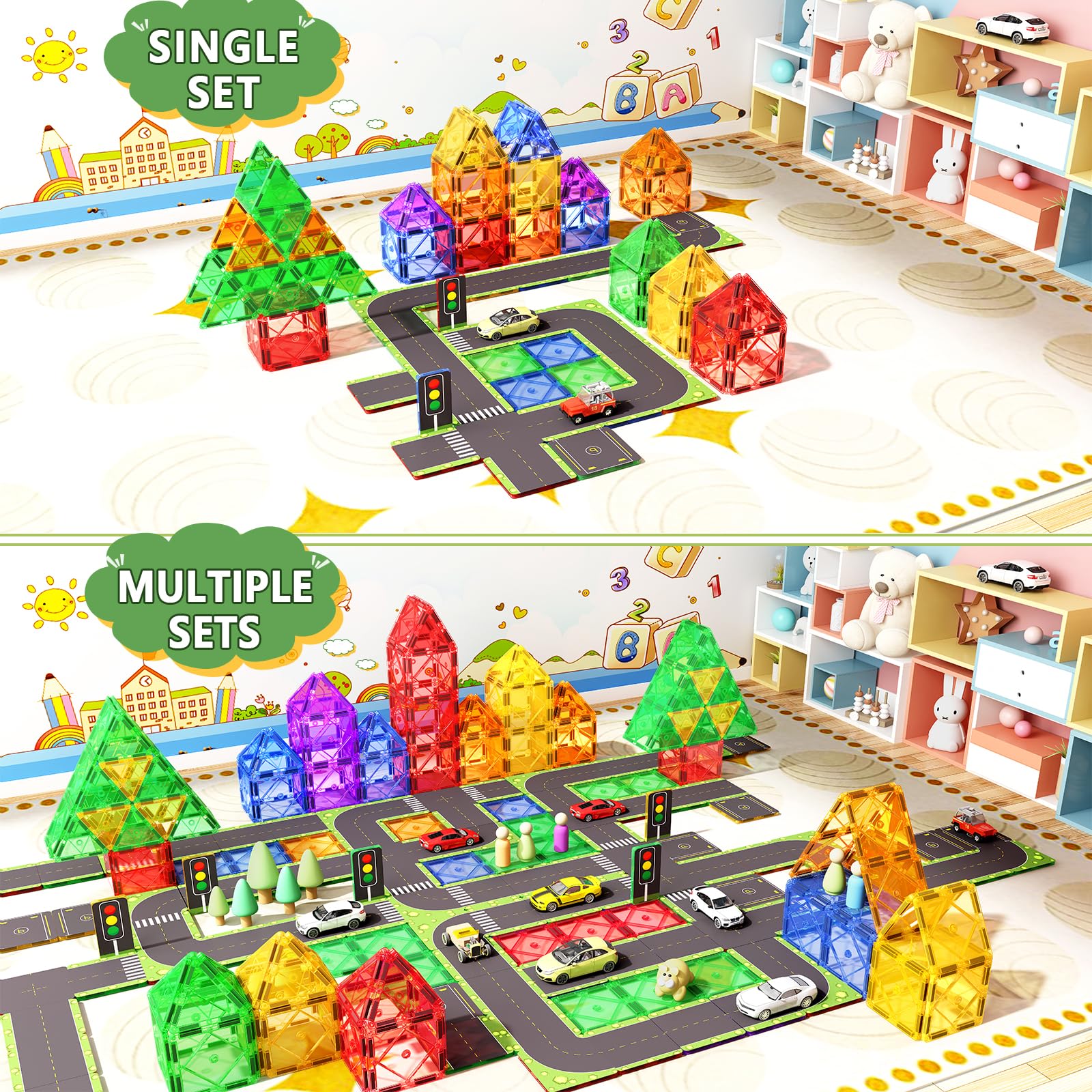 Foto 8 pulgar | Venta Internacional - Juego De Azulejos Magnéticos Soyee De Building Toys Para Carretera, 56 Piezas