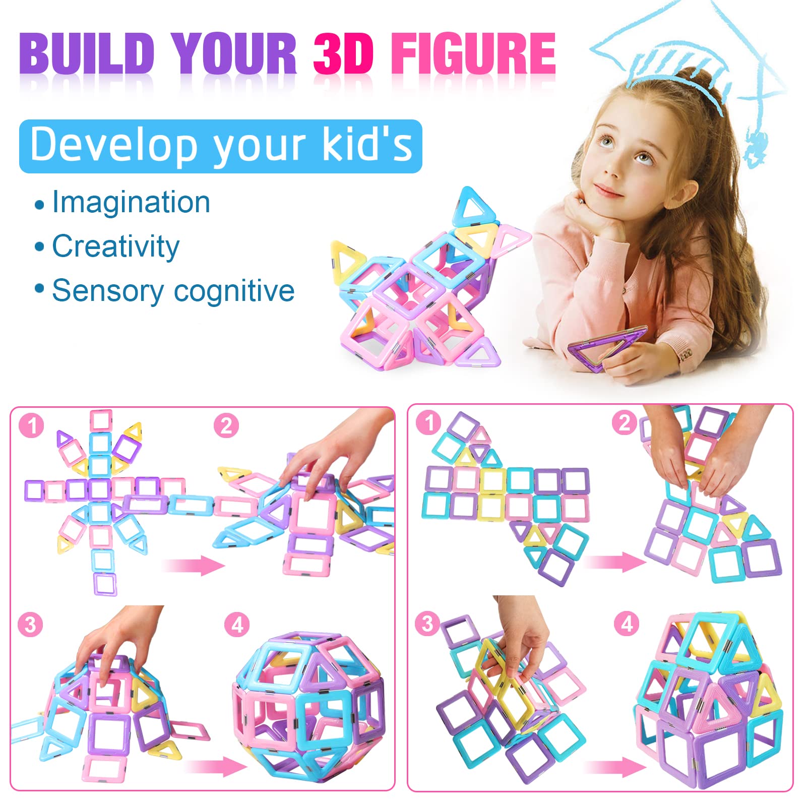 Foto 4 pulgar | Venta Internacional - Set De Construcción De Azulejos Magnéticos Dumma Macaron Castle, 40 Piezas, 3 A 6 Años