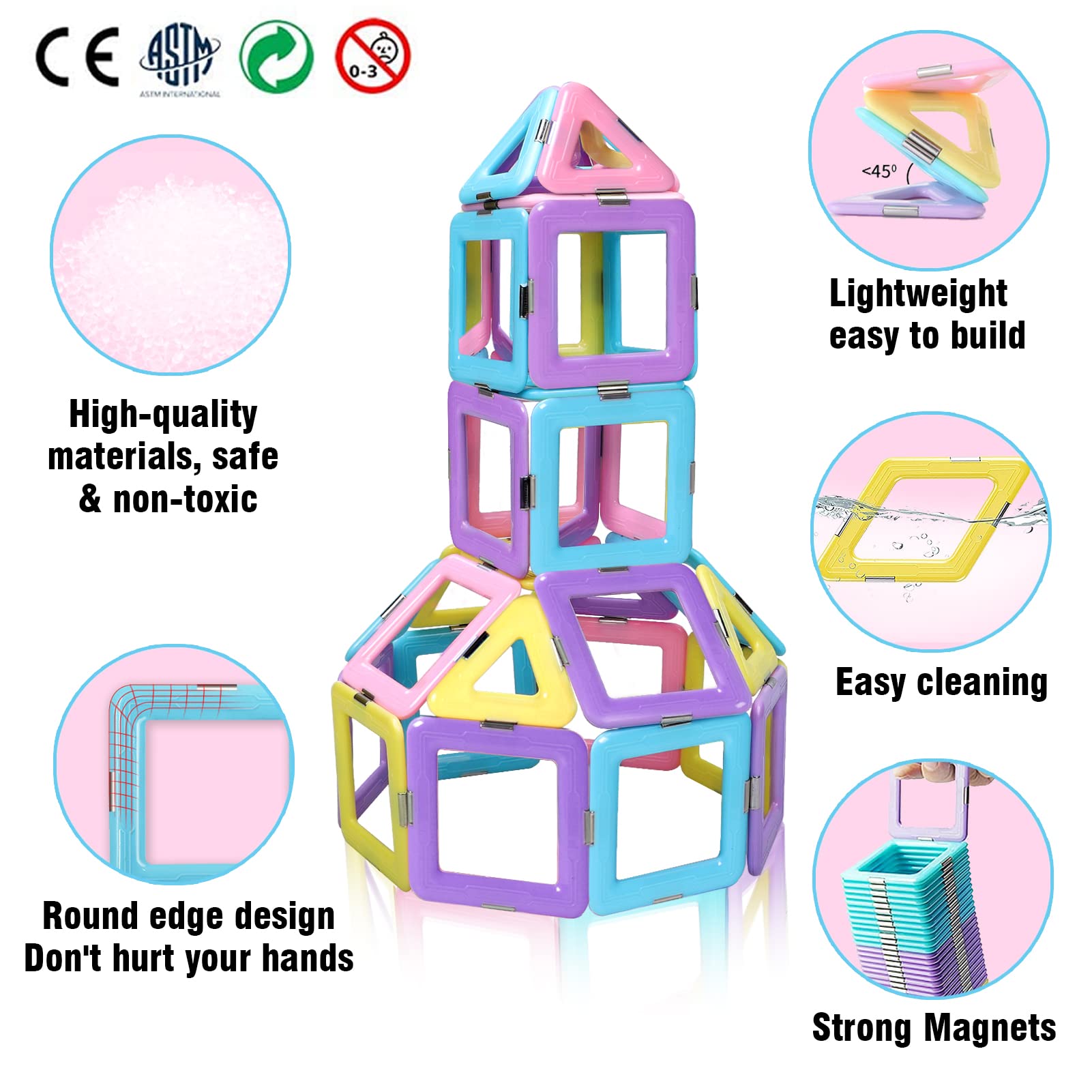 Foto 6 pulgar | Venta Internacional - Set De Construcción De Azulejos Magnéticos Dumma Macaron Castle, 40 Piezas, 3 A 6 Años