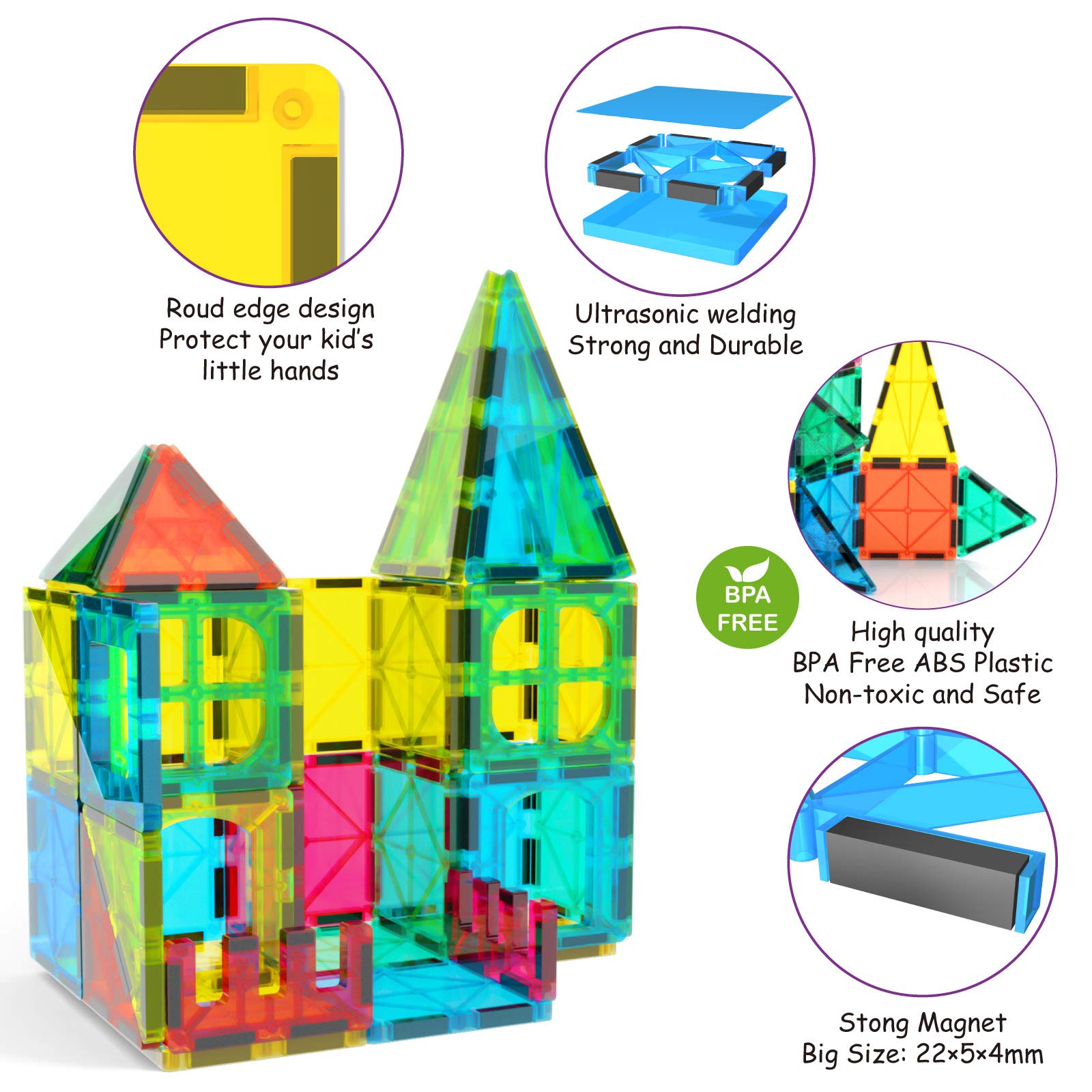Foto 3 pulgar | Venta Internacional - Set De Construcción De Azulejos Magnéticos Jasonwell Con Imán 3d Para Niños