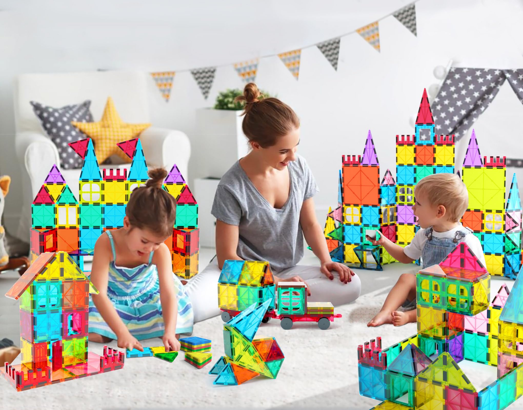 Foto 9 pulgar | Venta Internacional - Set De Construcción De Azulejos Magnéticos Jasonwell Con Imán 3d Para Niños