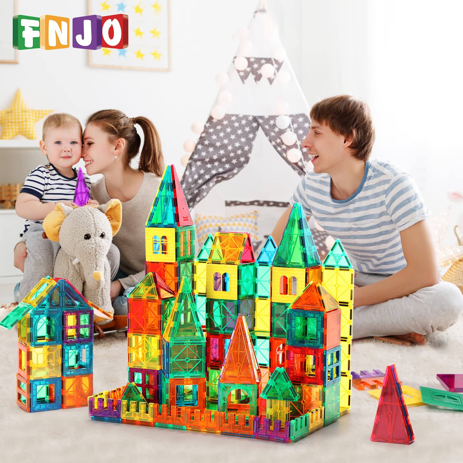 Foto 3 pulgar | Bloques De Construcción Magnéticos Fnjo Magnetic Tiles 64pcs - Venta Internacional.