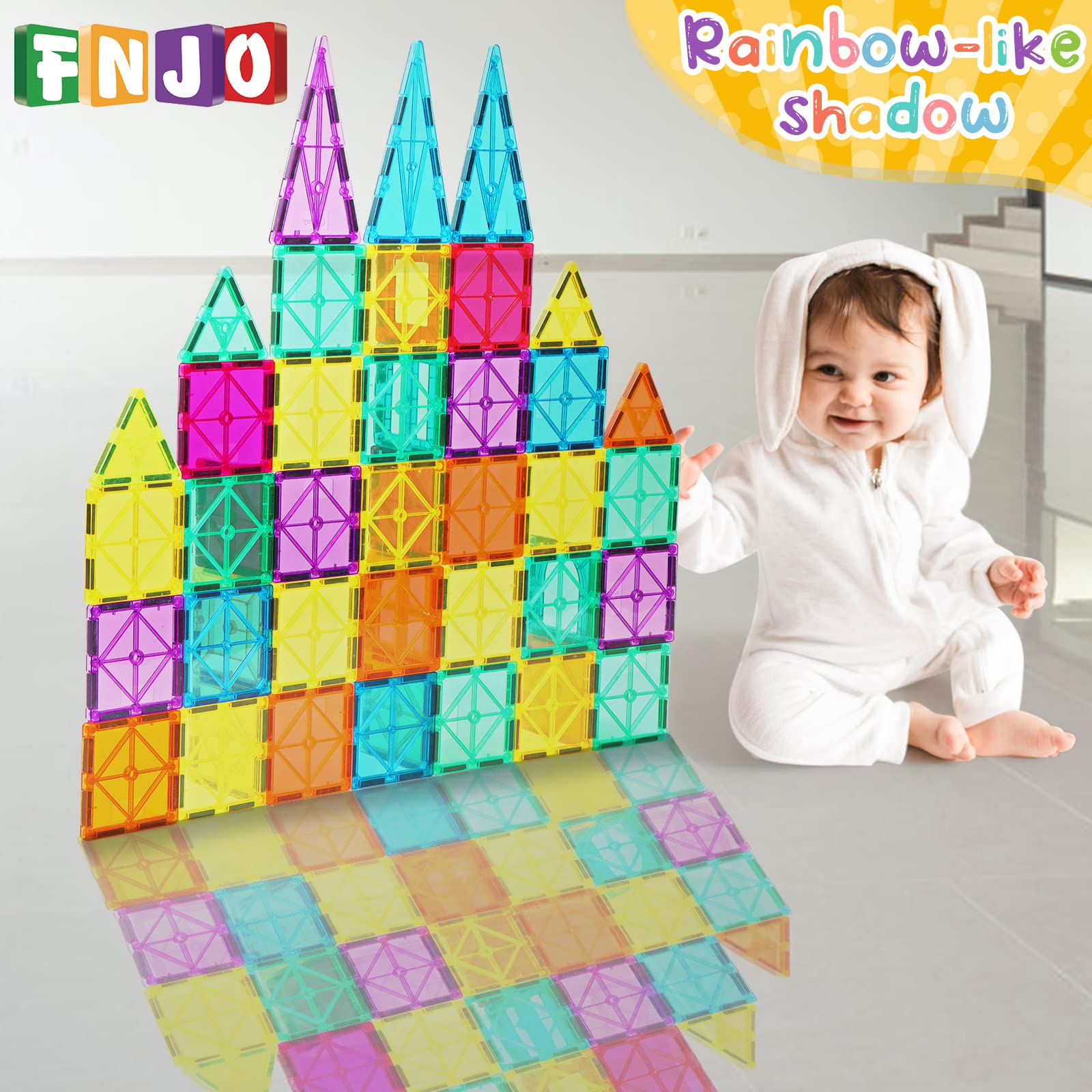 Foto 7 pulgar | Bloques De Construcción Magnéticos Fnjo Magnetic Tiles 64pcs - Venta Internacional.